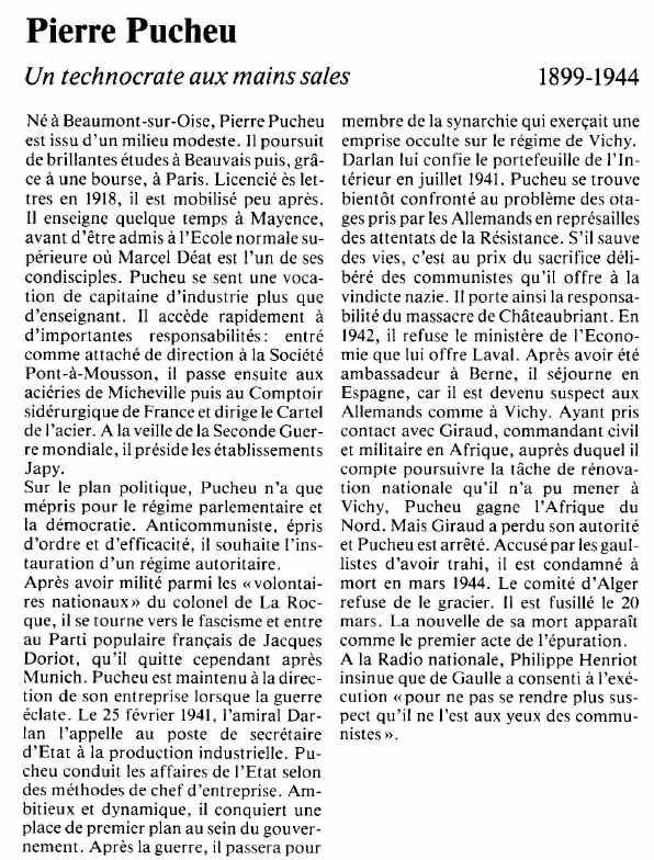 Prévisualisation du document Pierre PucheuUn technocrate aux mains sales.