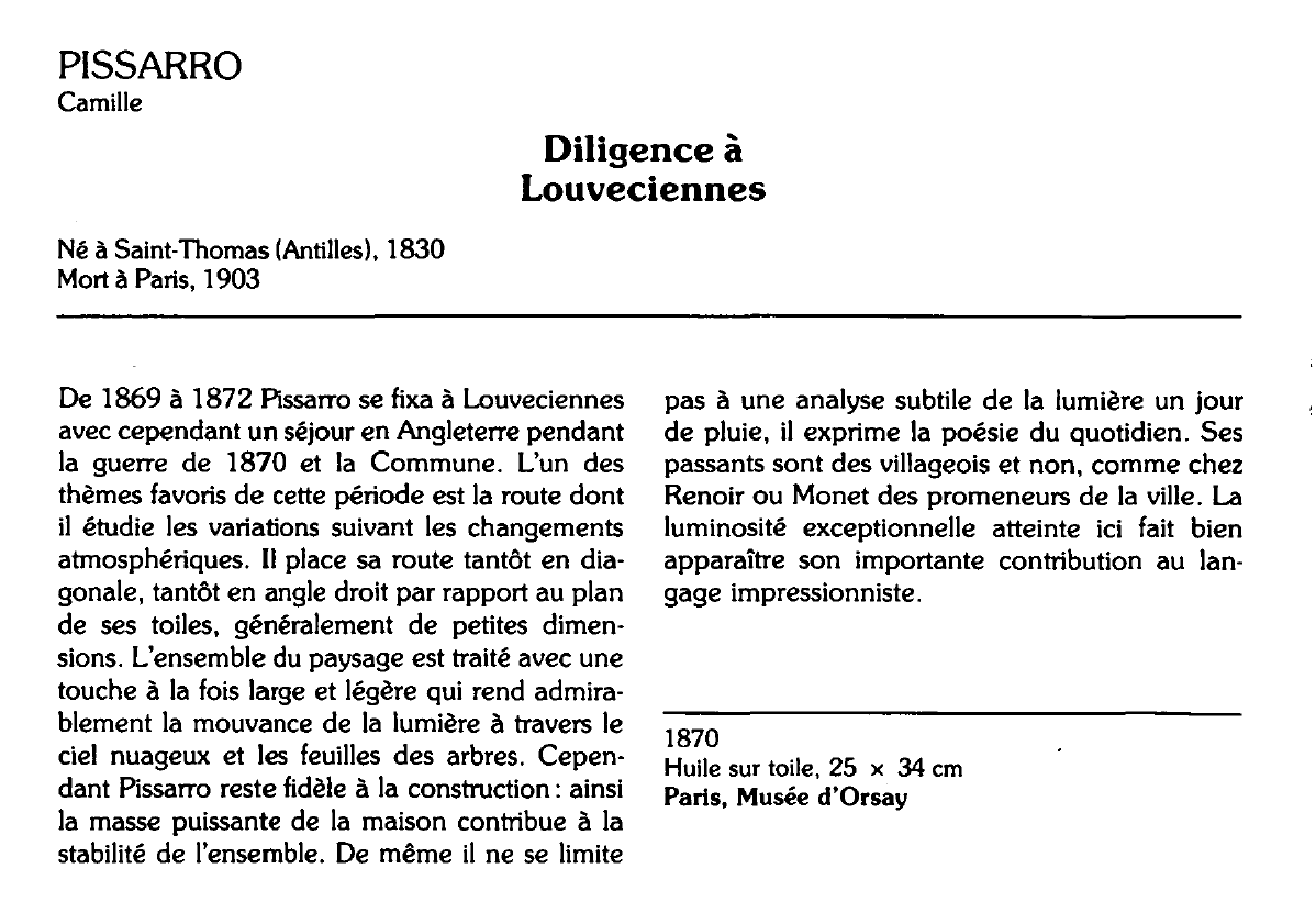 Prévisualisation du document PISSARRO Camille : Diligence à Louveciennes