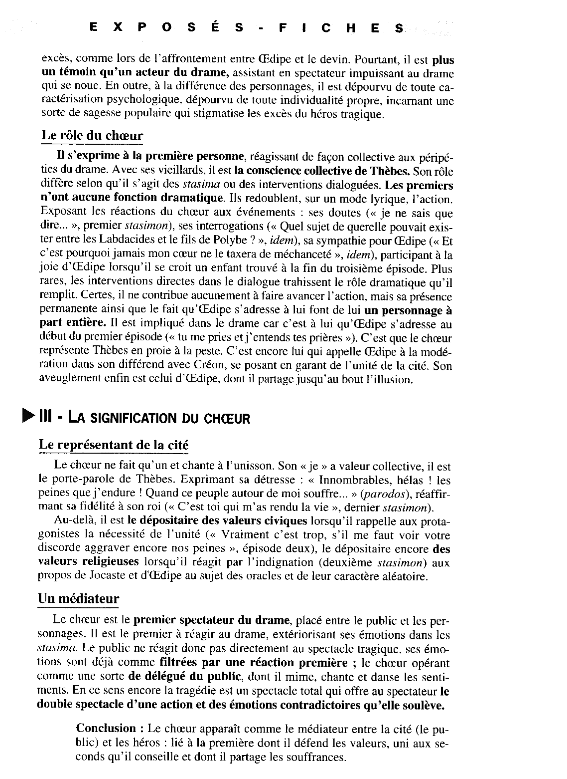 Prévisualisation du document Place, rôle et signification du choeur  dans OEdipe roi