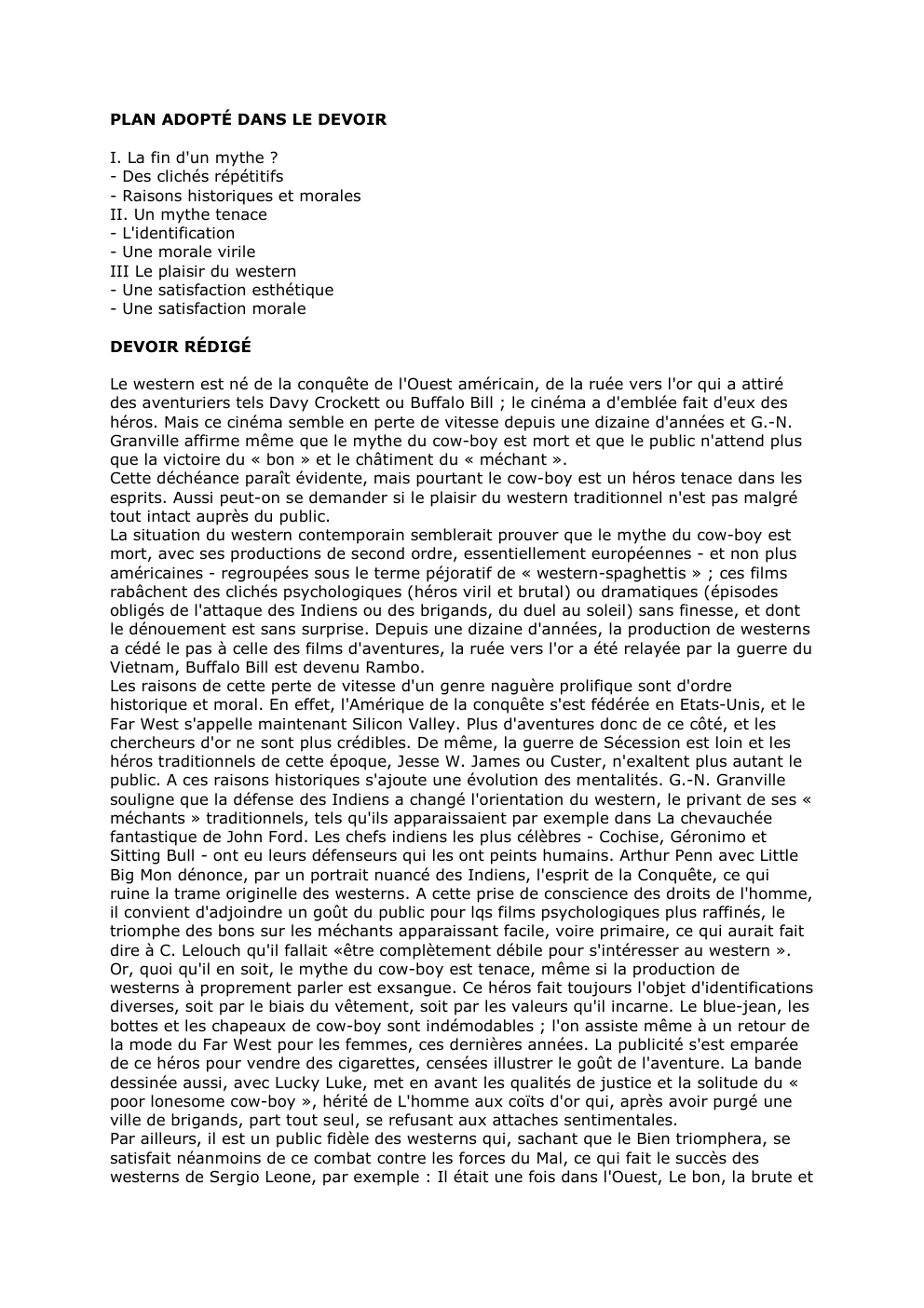 Prévisualisation du document PLAN ADOPTÉ DANS LE DEVOIR
I. La fin d'un mythe ?
- Des clichés répétitifs
- Raisons historiques et morales...