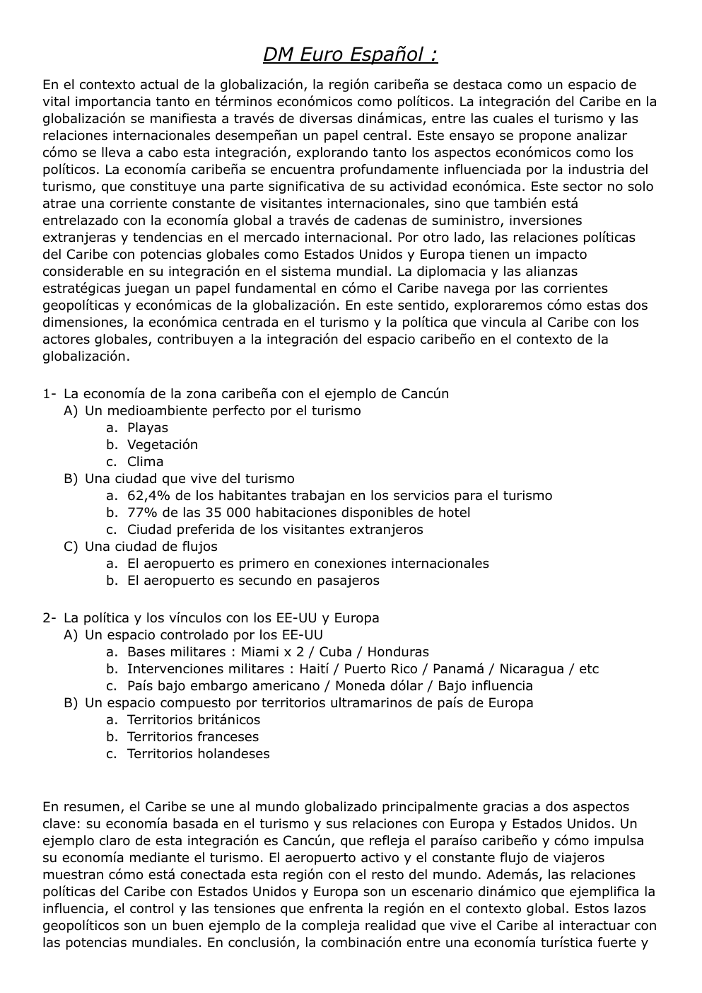 Prévisualisation du document Plan détaillé sur l'intégration des caraïbes dans la mondialisation