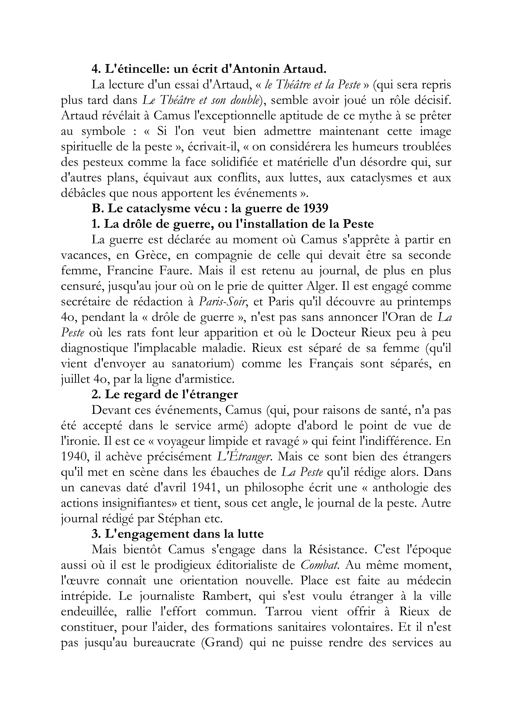 Prévisualisation du document PLAN D'ÉTUDE  LA PESTE D'ALBERT CAMUS
