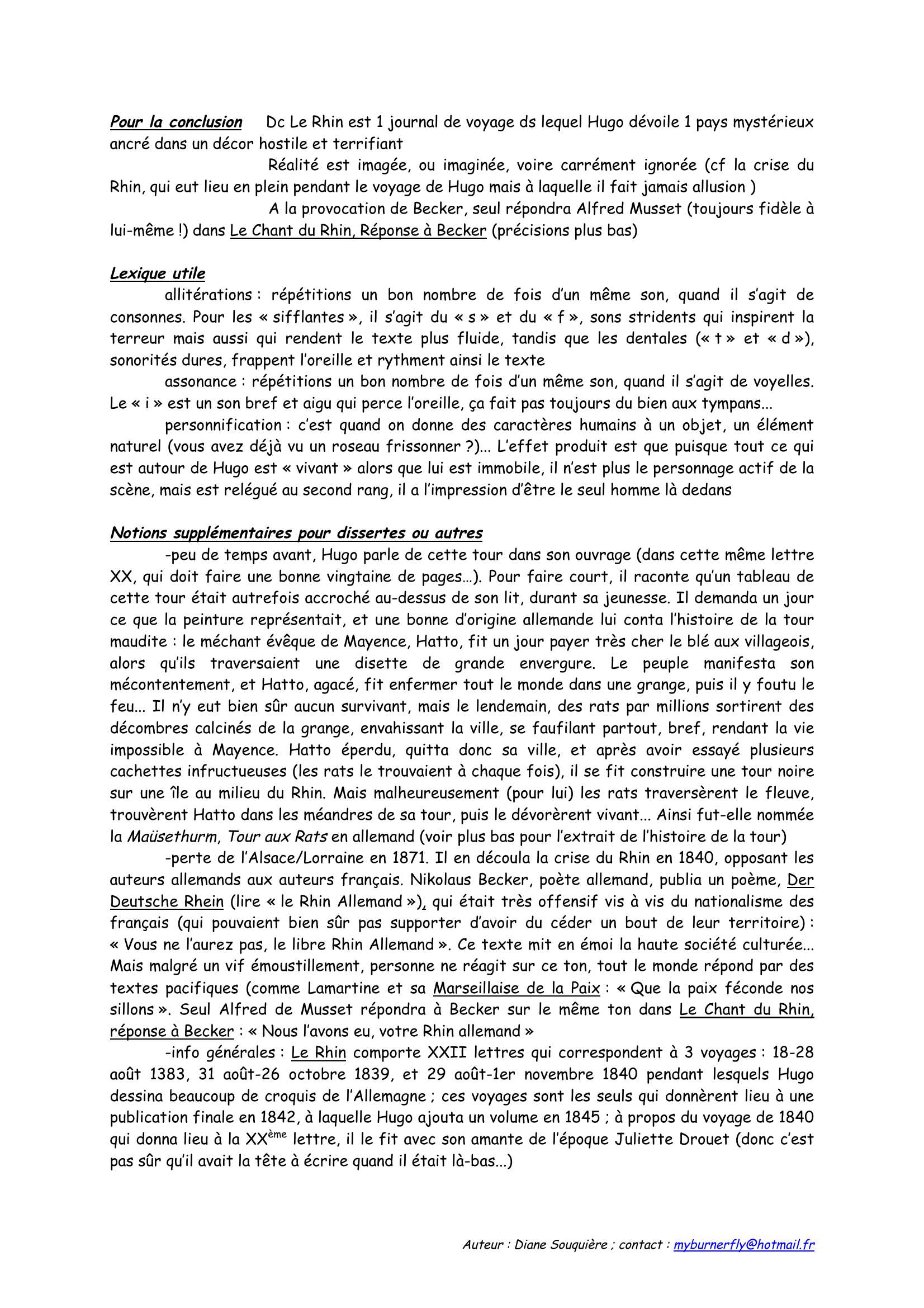 Prévisualisation du document Plan du commentaire composé de la lettre XX du Rhin (Hugo)