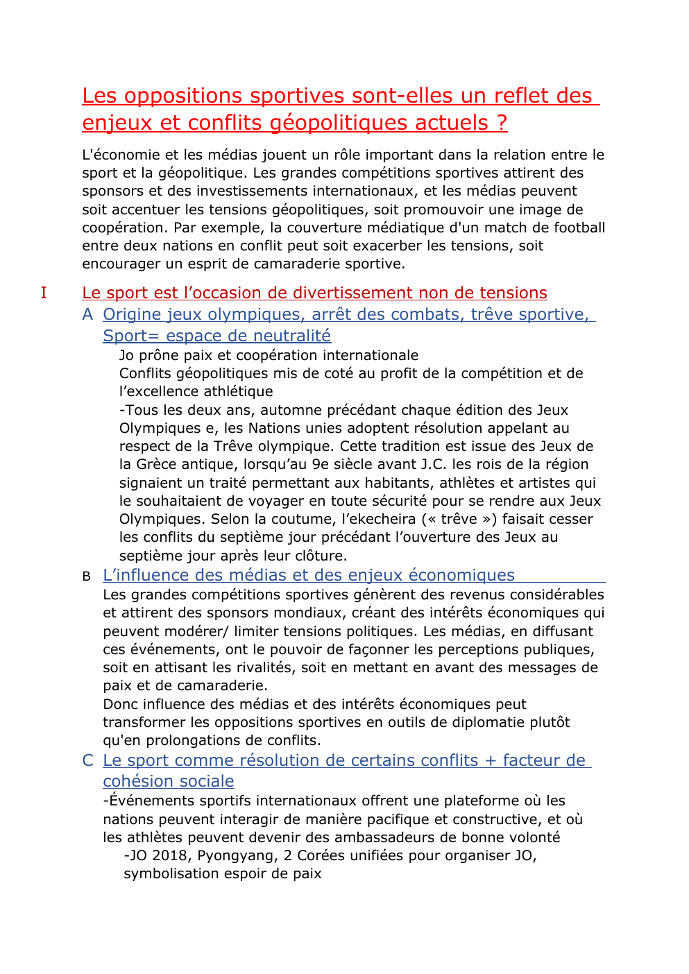 Prévisualisation du document Plan ,les oppositions sportives sont-elles un reflet des enjeux et conflits géopolitiques actuels ?