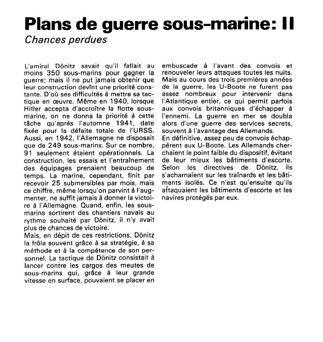 Prévisualisation du document Plans de guerre sous-marine: (seconde guerre mondiale).