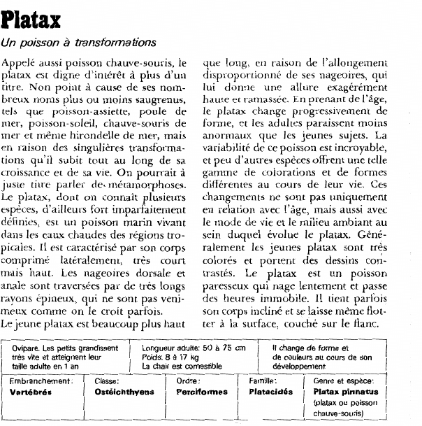 Prévisualisation du document PlataxUn poisson à transformations.