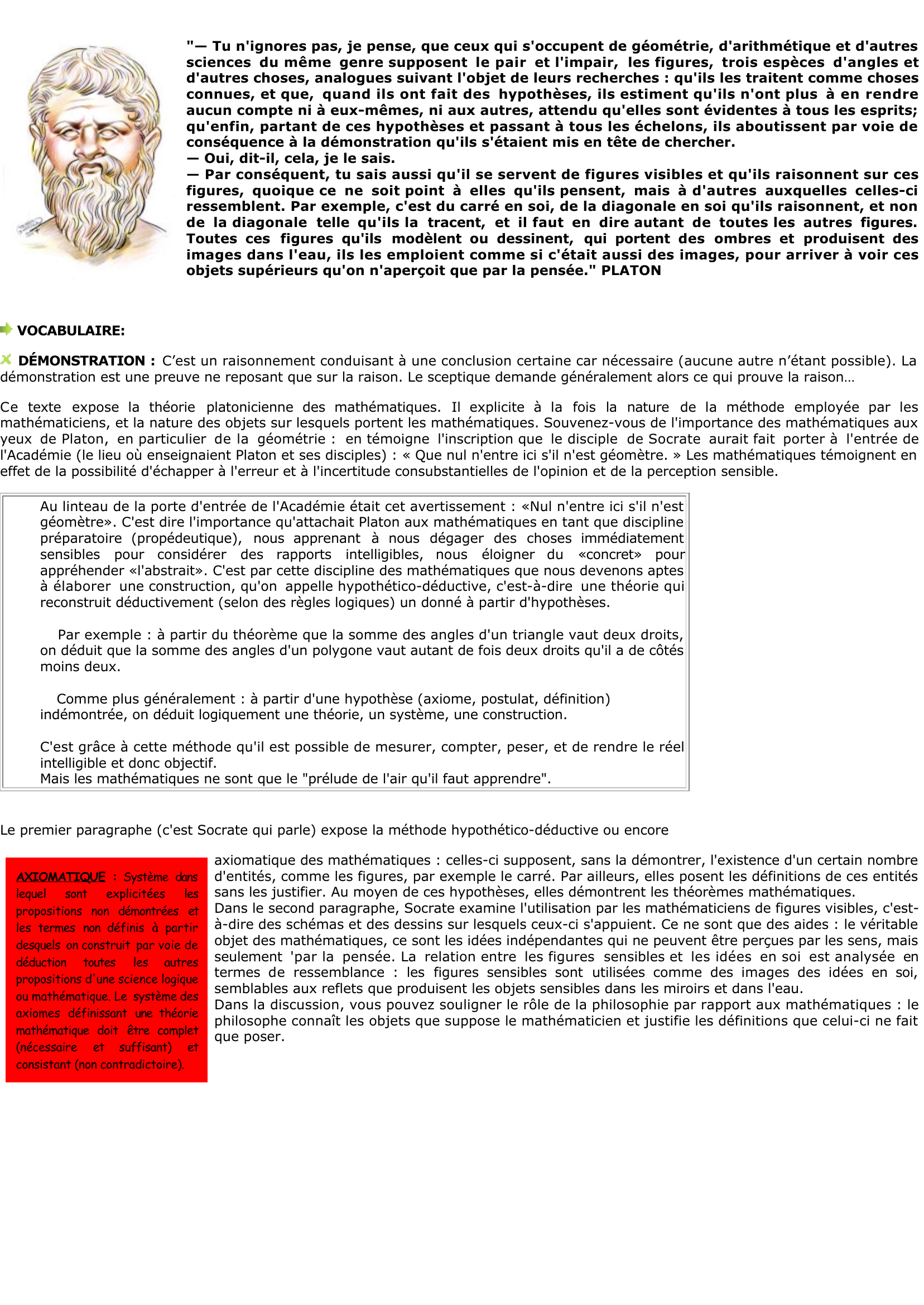 Prévisualisation du document Platon: ceux qui s'occupent de géométrie, d'arithmétique