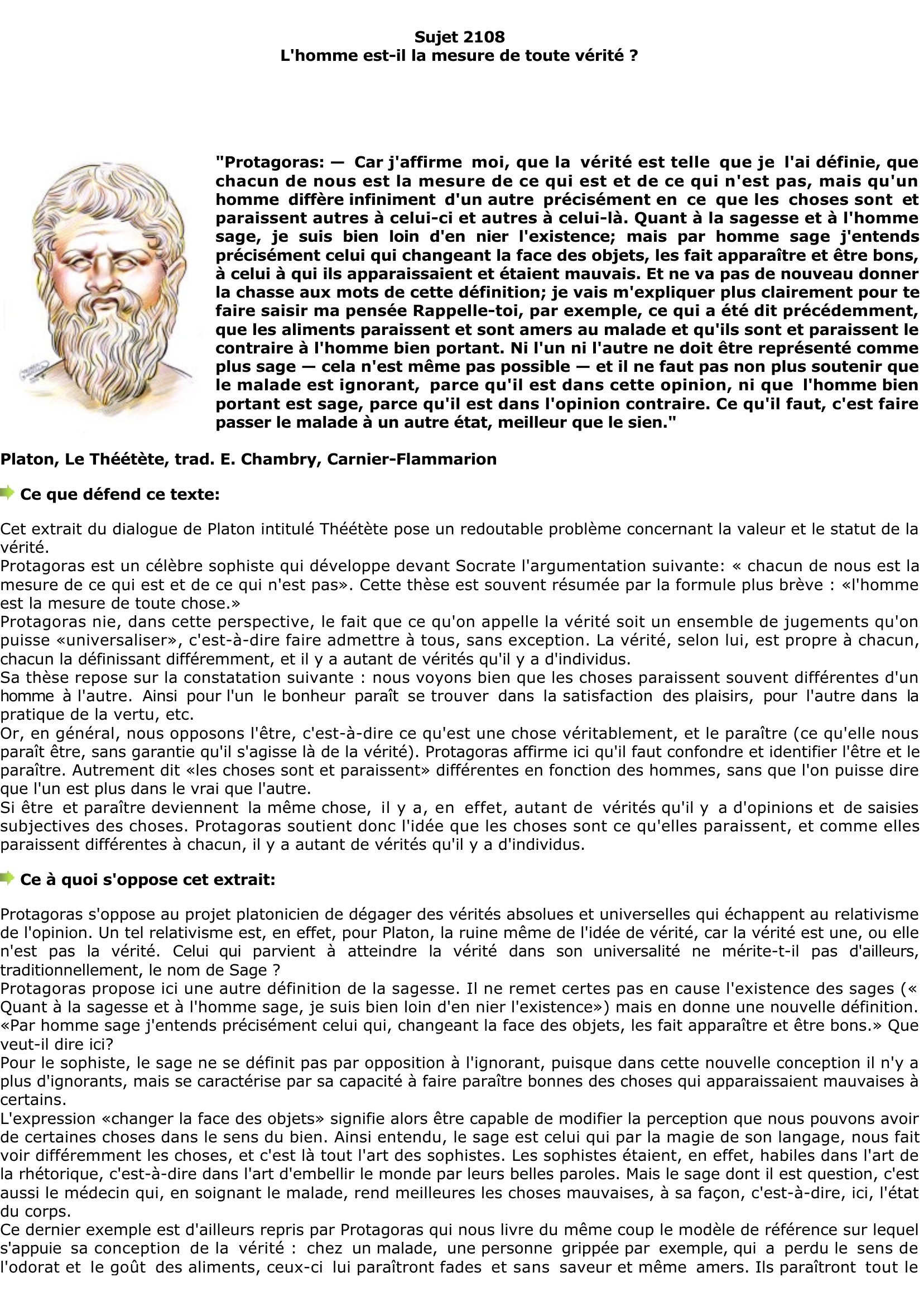 Prévisualisation du document Platon: chacun de nous est la mesure de ce qui est et de ce qui n'est pas