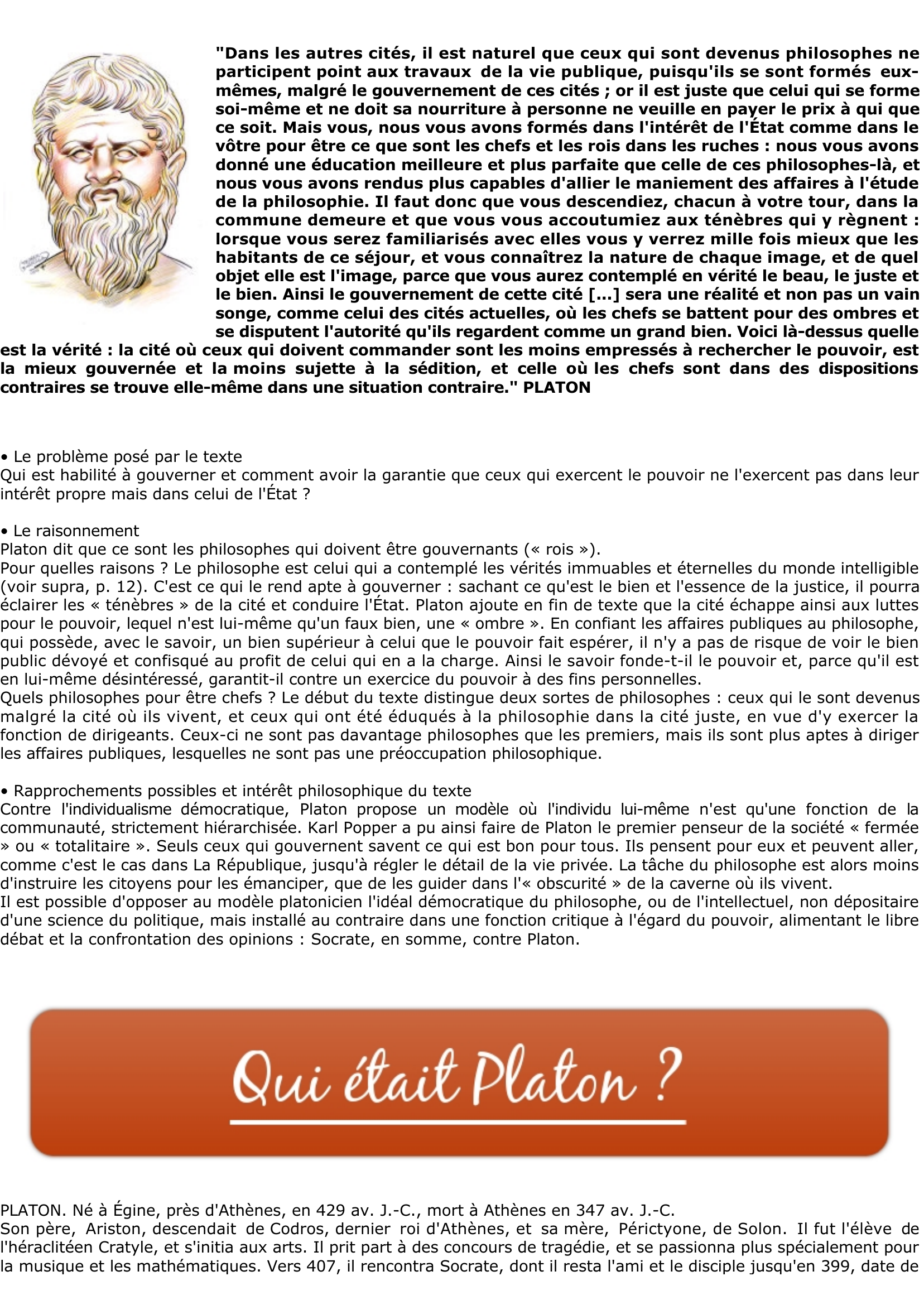 Prévisualisation du document Platon et les rois philosophes