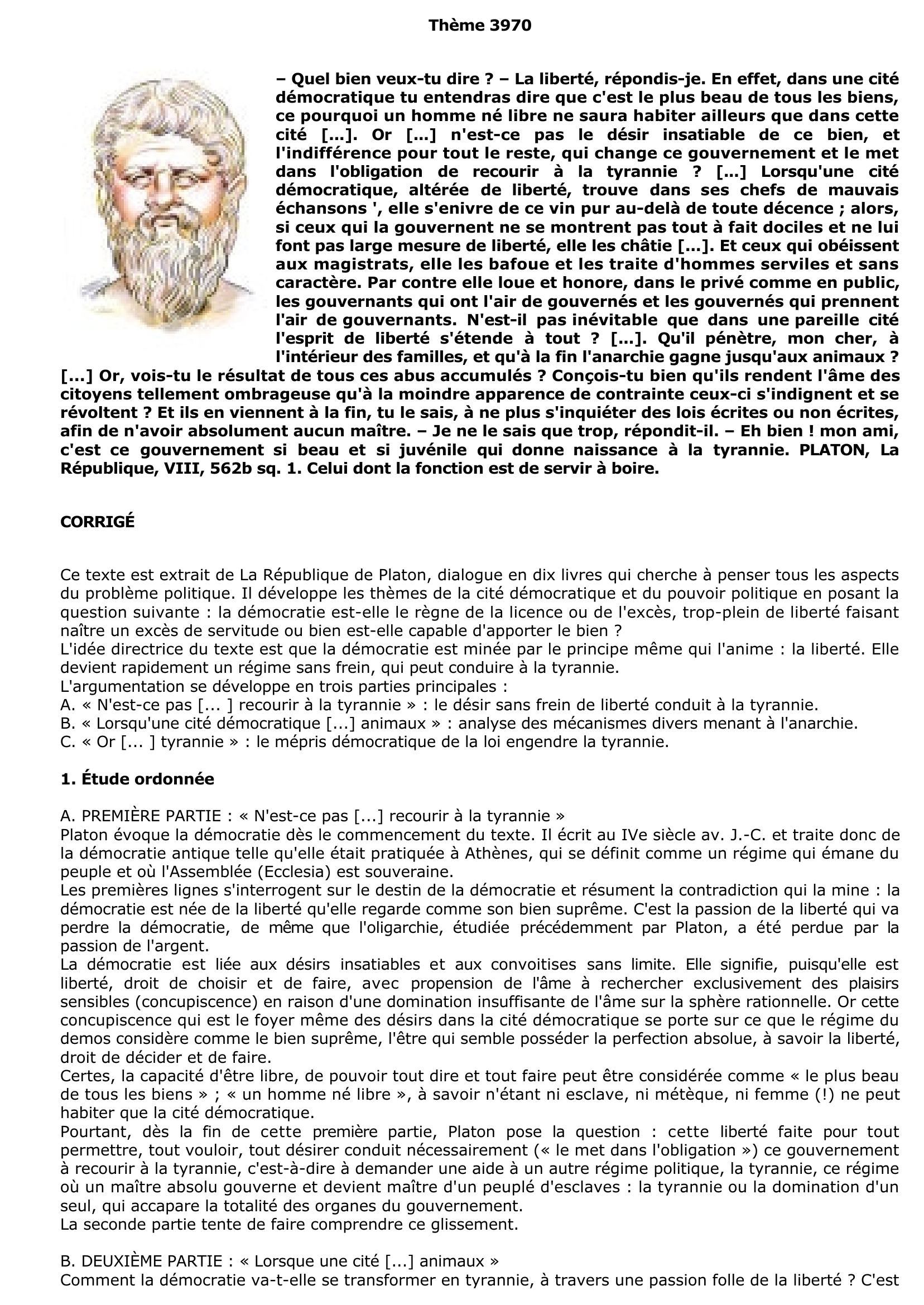Prévisualisation du document PLATON, La République, VIII, 562b sq. 1 (commentaire)