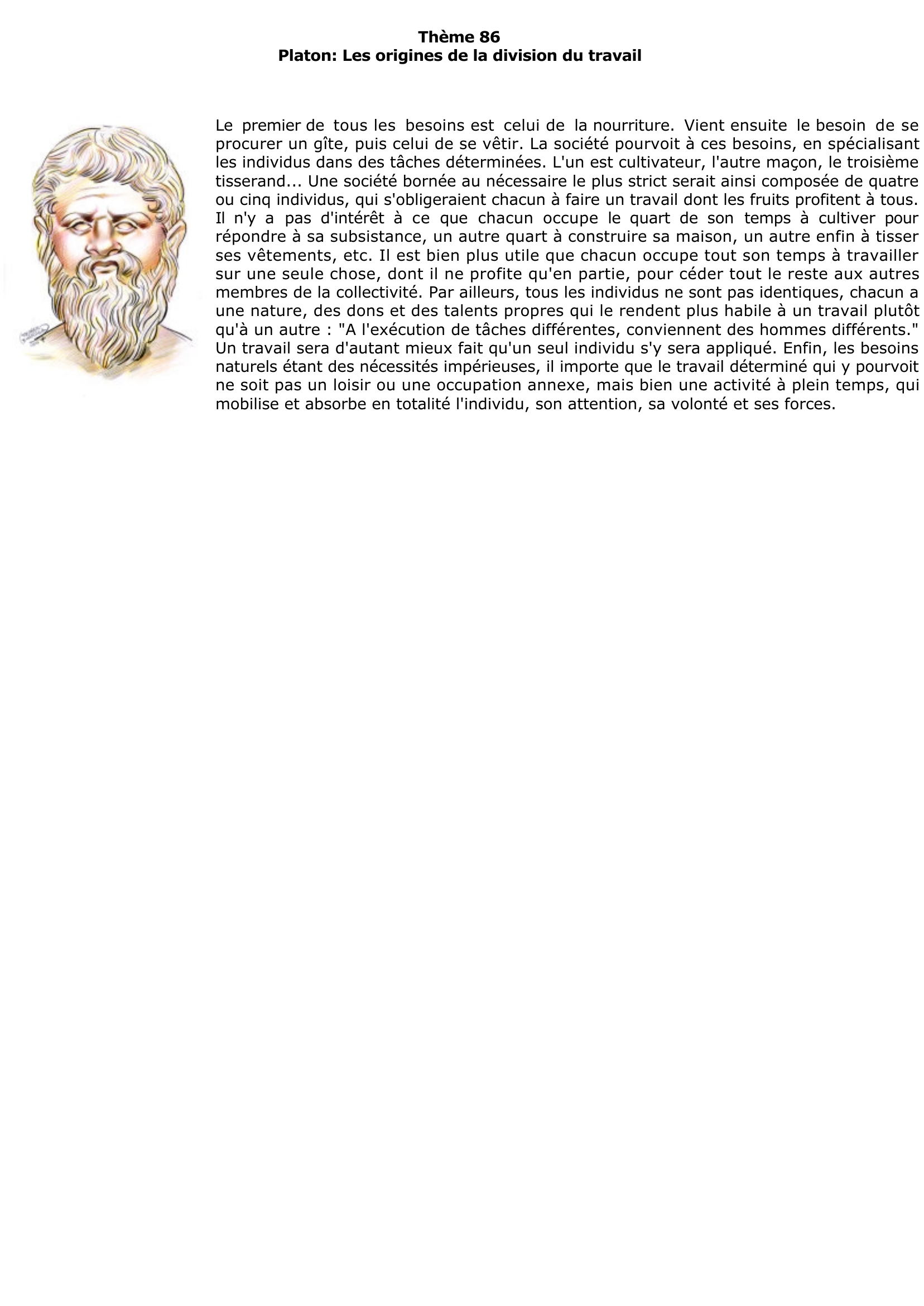 Prévisualisation du document Platon: Les origines de la division du travail