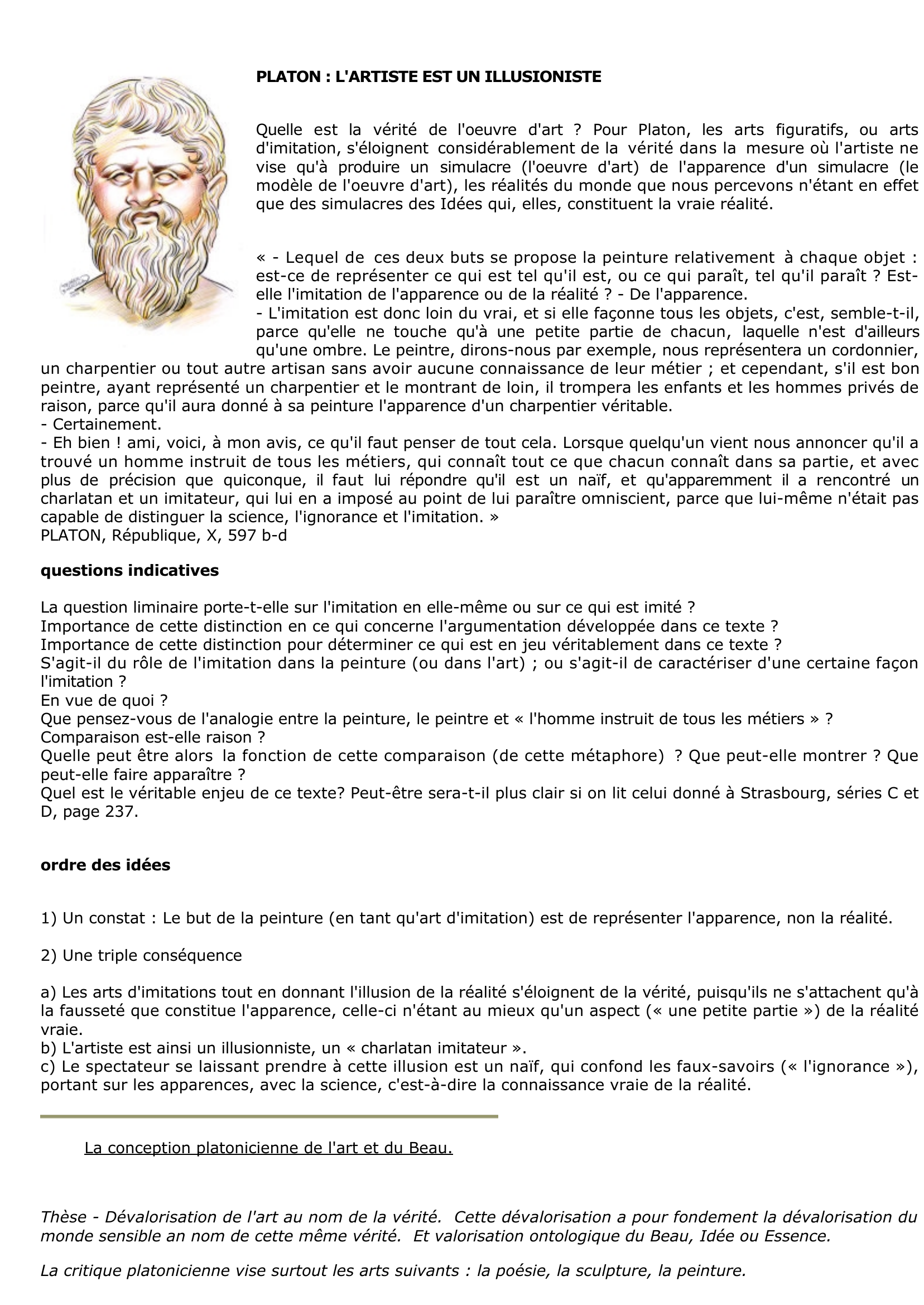 Prévisualisation du document Platon: l'ignorance et l'imitation