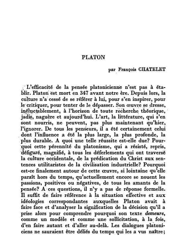 Prévisualisation du document PLATON par François CHATELET