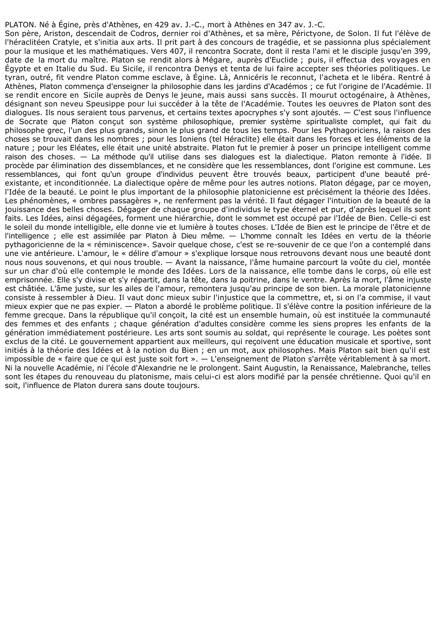 Prévisualisation du document Platon: Société et Besoin