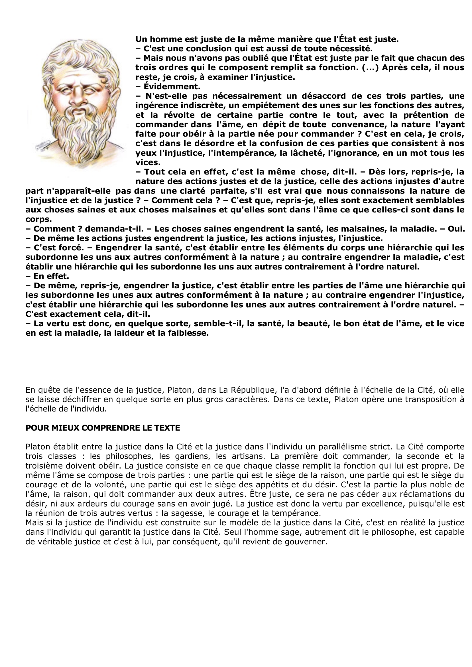 Prévisualisation du document Platon: Un homme est juste de la même manière que l'État est juste