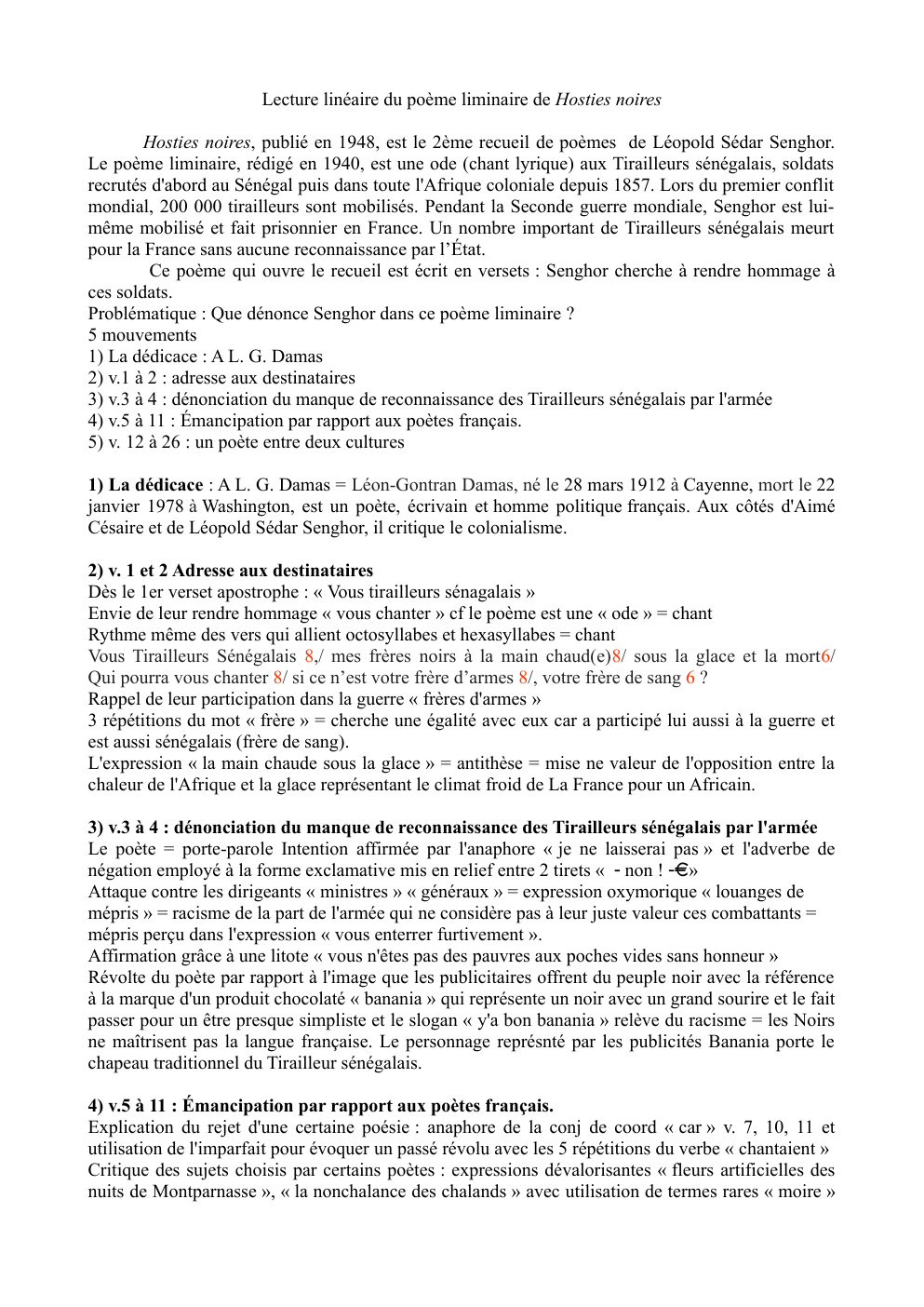 Prévisualisation du document poème liminaire Hosties noires lecture linéaire