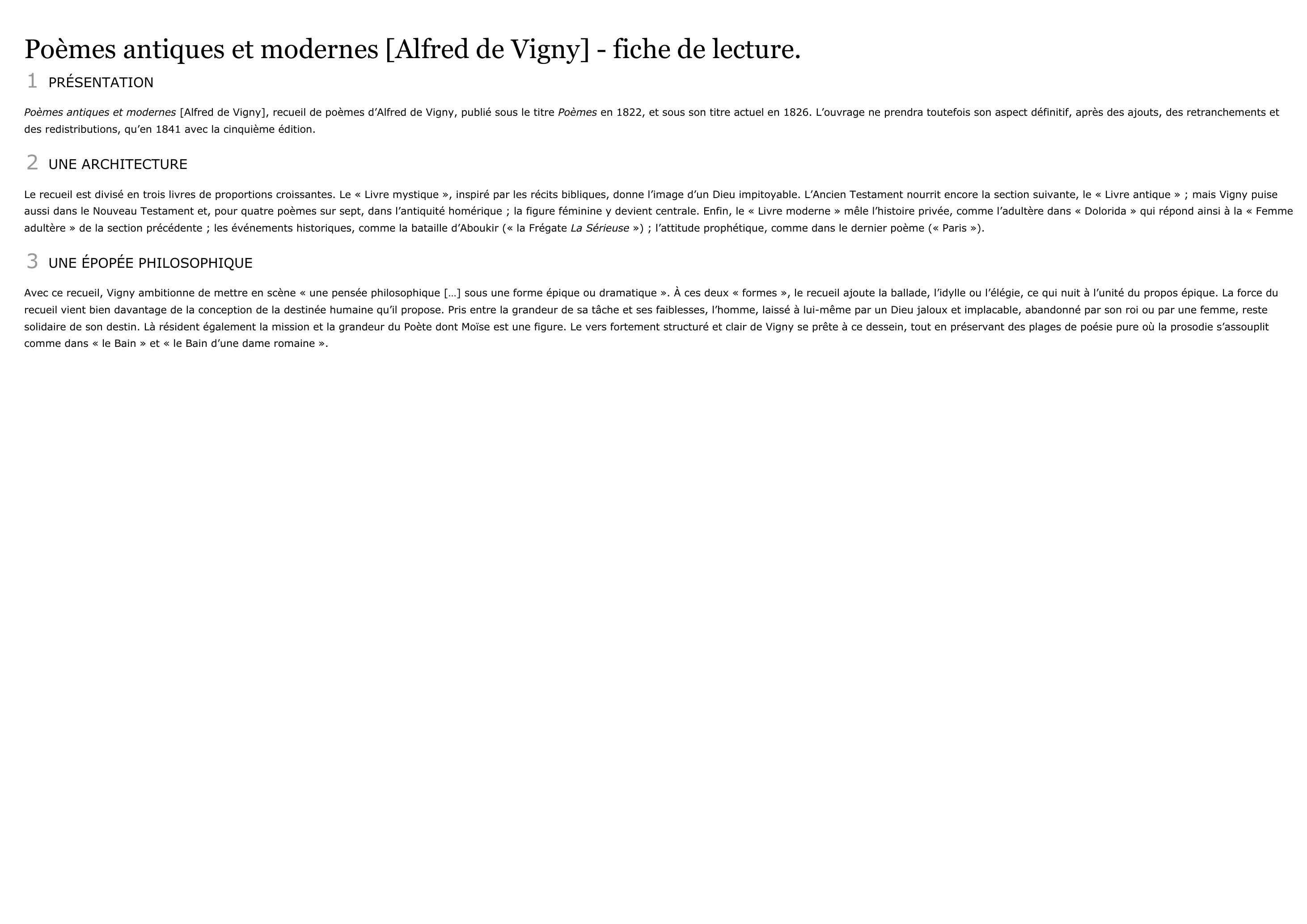 Prévisualisation du document Poèmes antiques et modernes, recueil d'Alfred de Vigny