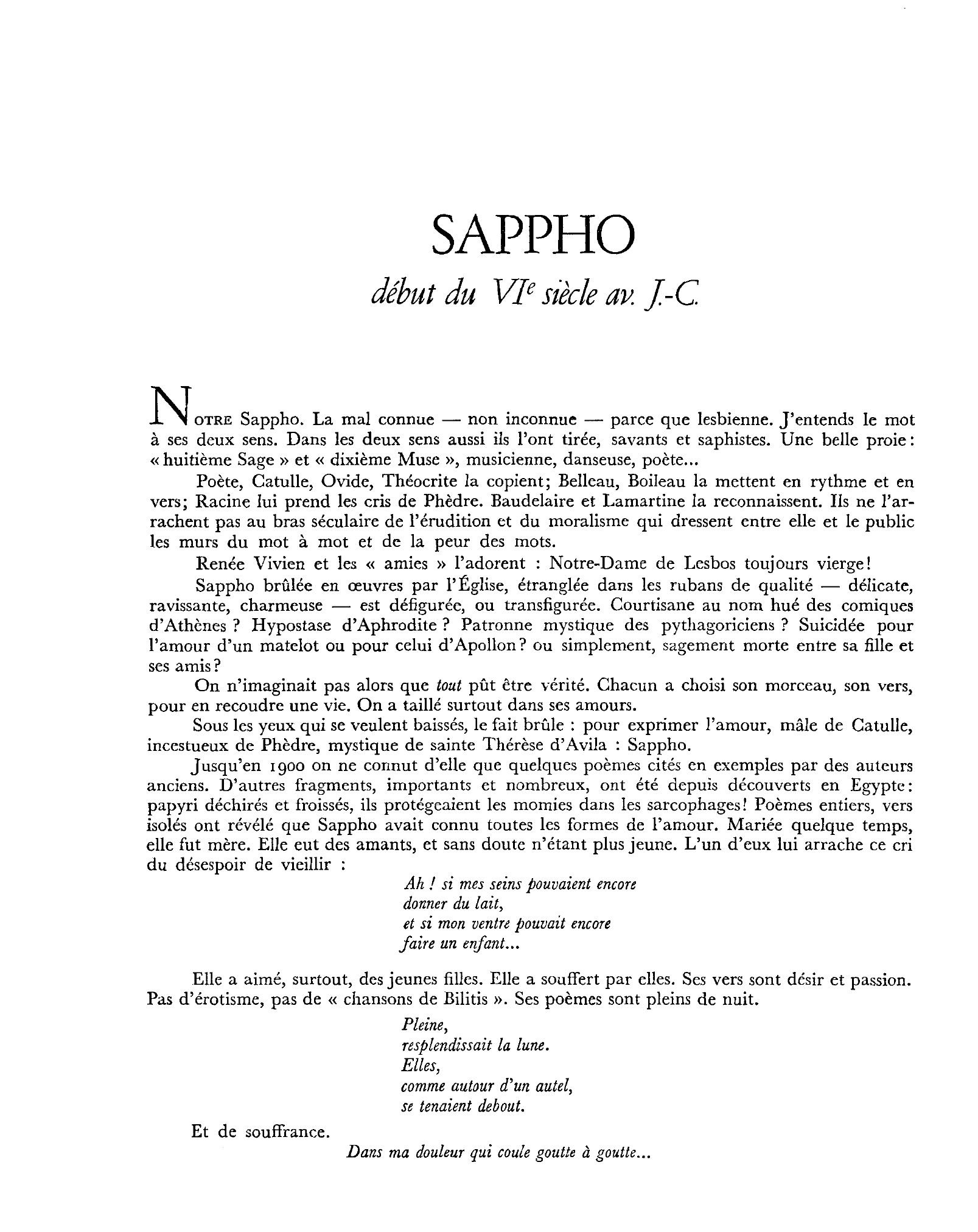 Prévisualisation du document 	Poèmes de Sappho (Résumé & Analyse)