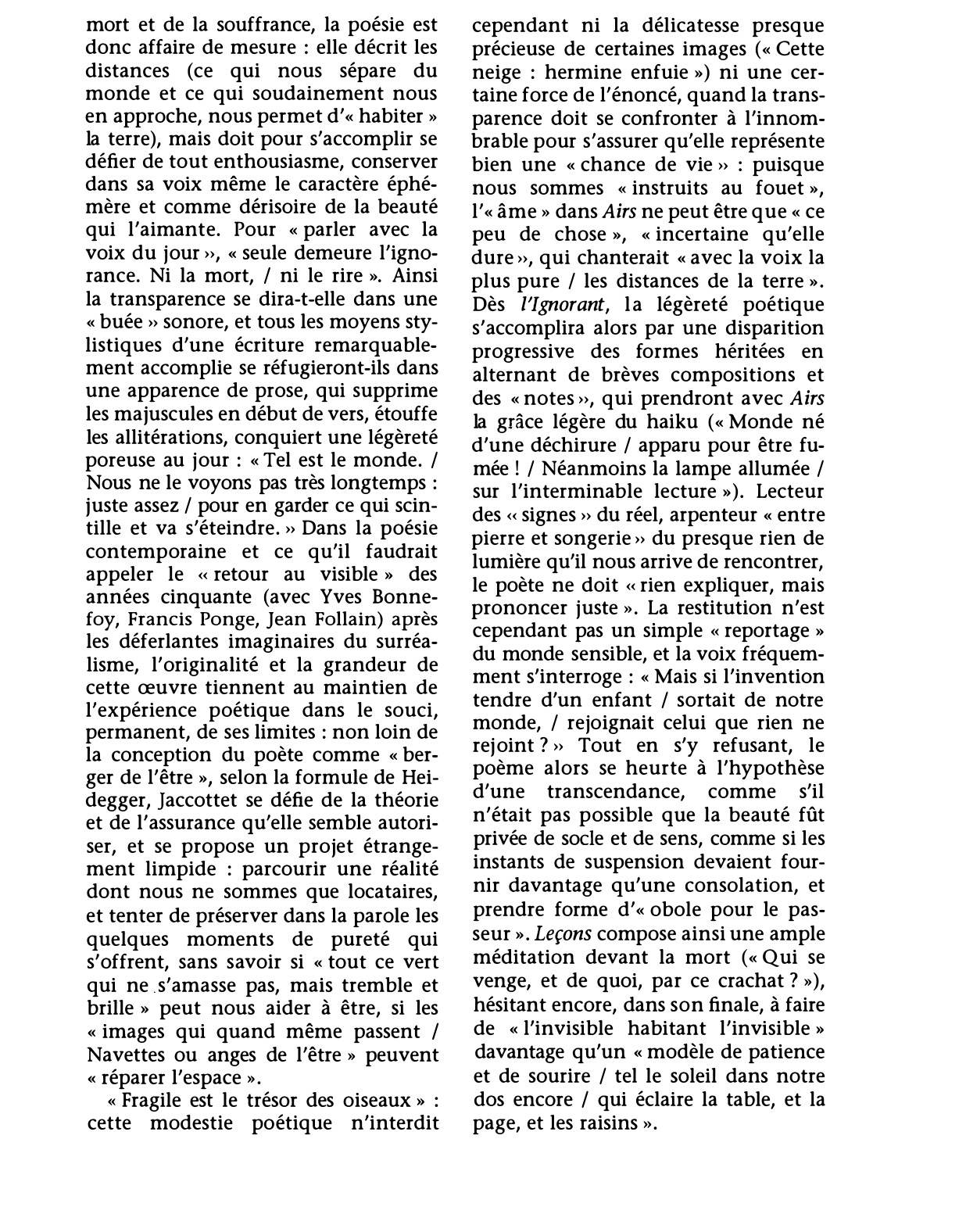 Prévisualisation du document POÉSIE (1946-1967). Anthologie poétique de Philippe Jaccottet (résumé de l'oeuvre & analyse détaillée)