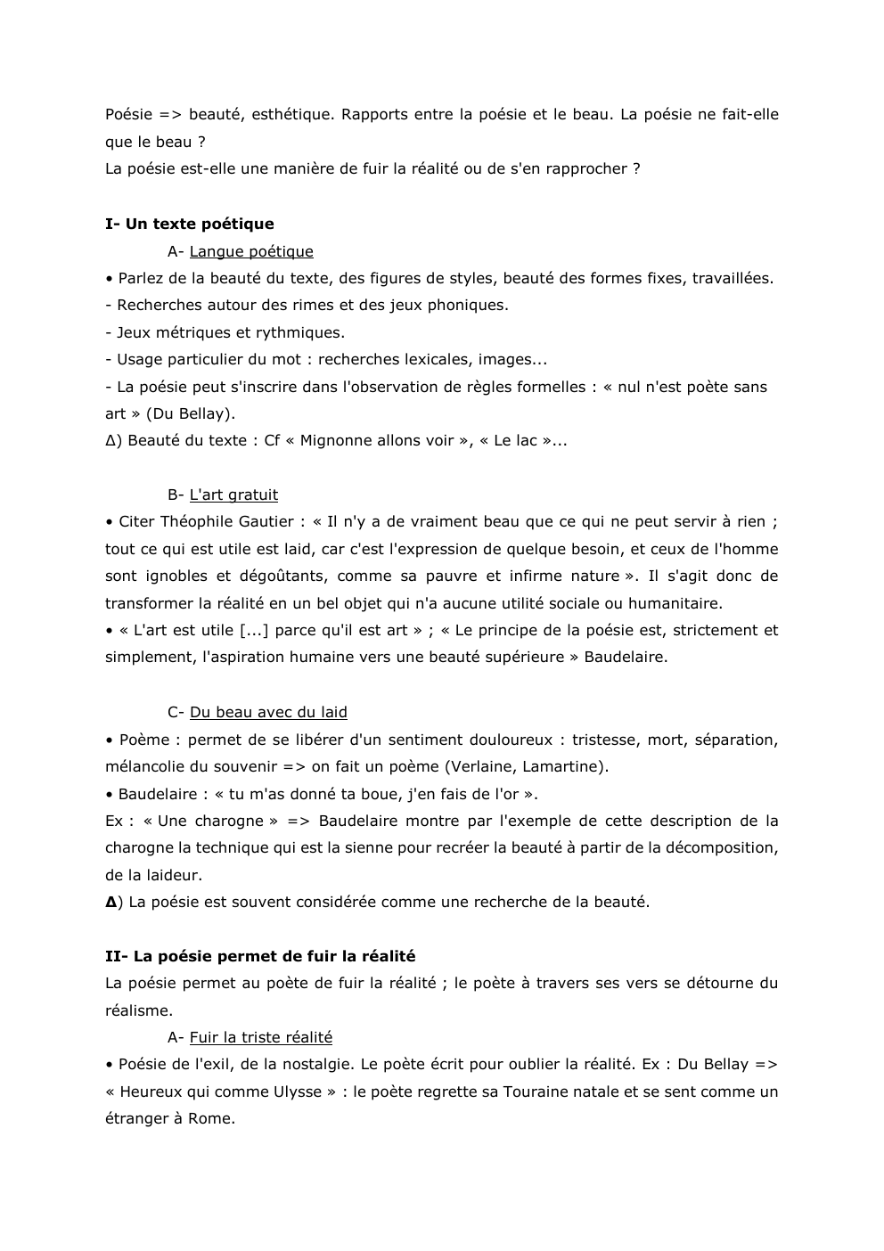 Prévisualisation du document Poésie => beauté, esthétique. Rapports entre la poésie et le beau. La poésie ne fait-elle
que le beau ?
La...