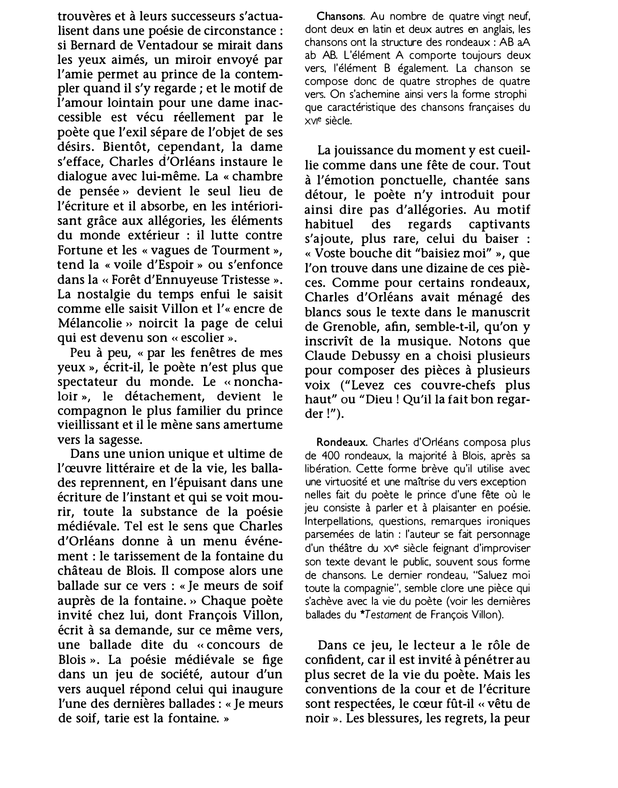 Prévisualisation du document POÉSIES de Charles d'Orléans (résumé & analyse)