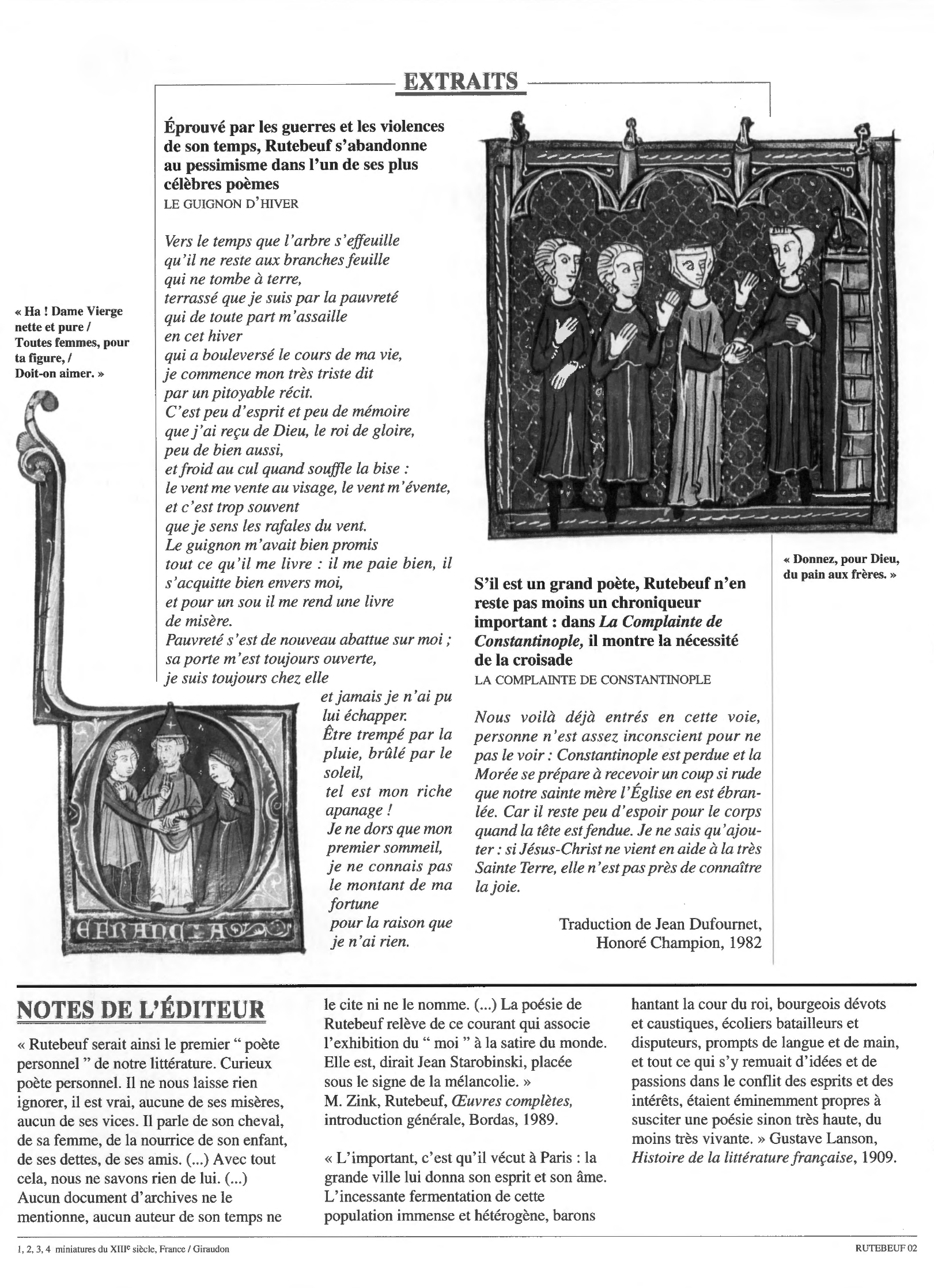 Prévisualisation du document Poésies de Rutebeuf