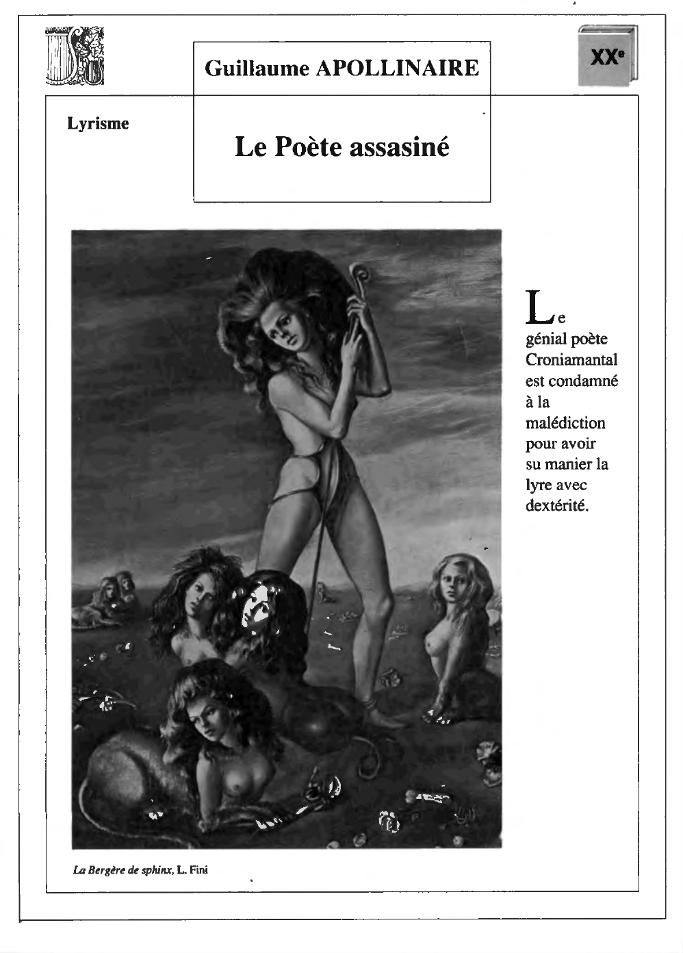 Prévisualisation du document POÈTE ASSASSINÉ (Le) de Guillaume Apollinaire