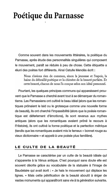 Prévisualisation du document Poétique du Parnasse

Comme souvent dans les mouvements littéraires, la poétique du
Parnasse, après étude des personnalités singulières qui composent...