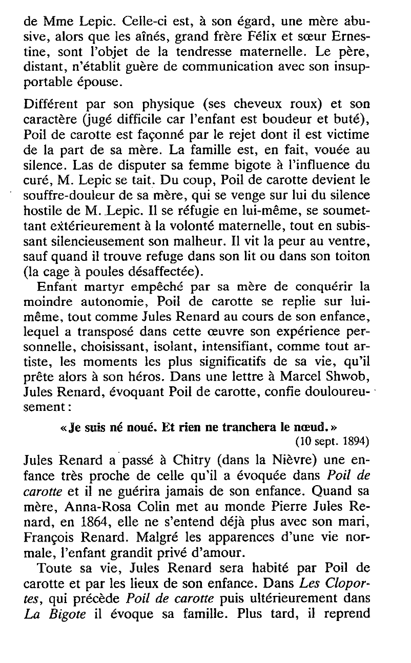 Prévisualisation du document POIL DE CAROTTE: Tout le monde ne peut pas être orphelin. Jules Renard