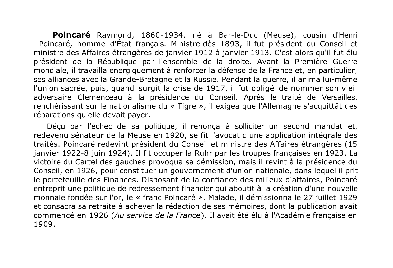 Prévisualisation du document Poincaré Raymond: Homme d'Etat français