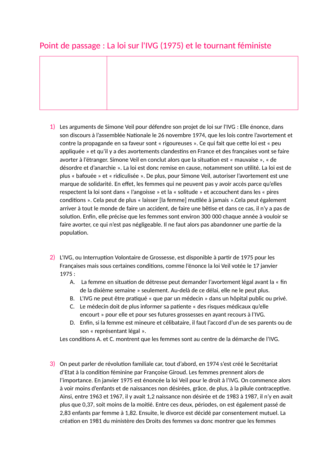Prévisualisation du document Point de passage terminale loi IVG Simone Veil