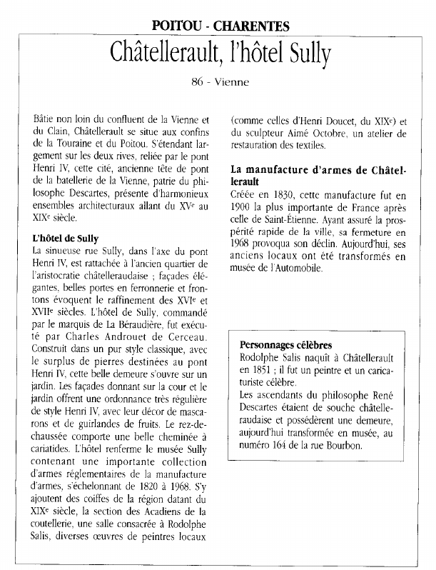 Prévisualisation du document POITOU - CHARENTESChâtellerault, l'hôtel Sully.
