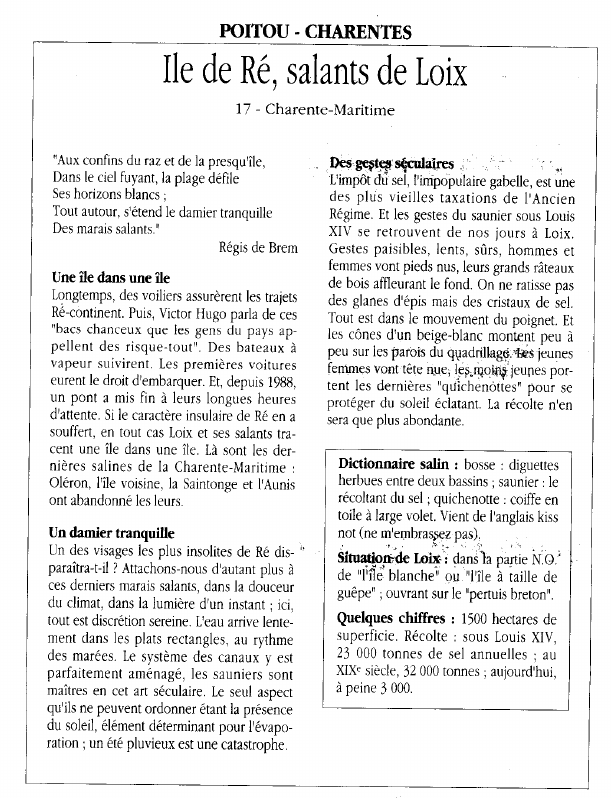 Prévisualisation du document POITOU - CHARENTESIle de Ré, salants de Loix.