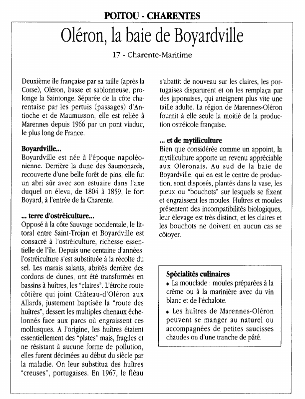 Prévisualisation du document POITOU - CHARENTESOléron, la baie de Boyardville.