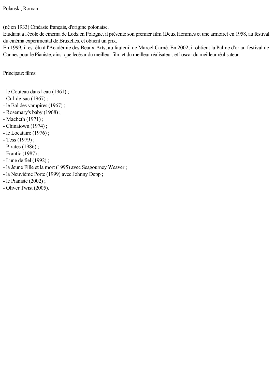 Prévisualisation du document Polanski Roman