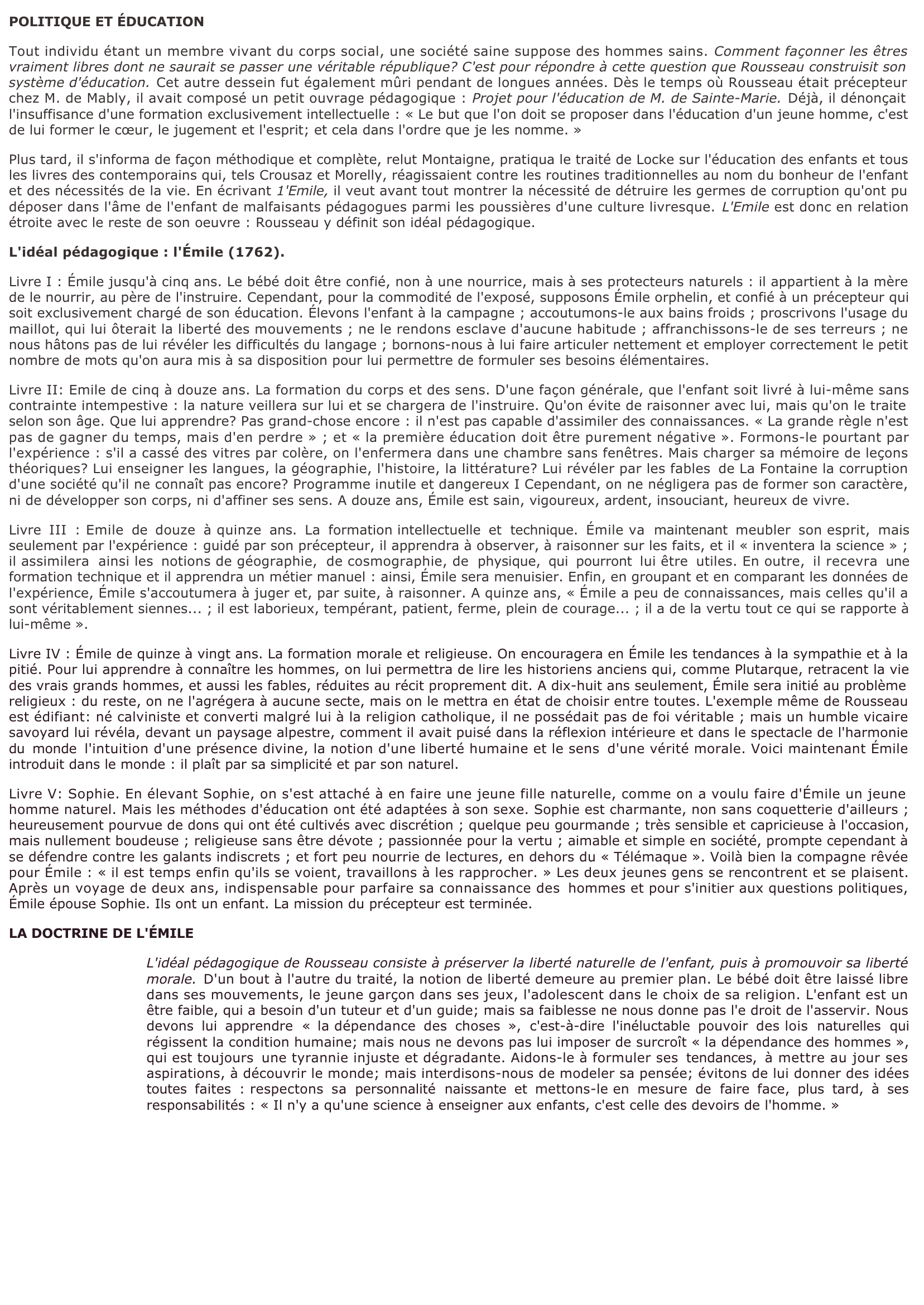 Prévisualisation du document POLITIQUE ET ÉDUCATION CHEZ ROUSSEAU