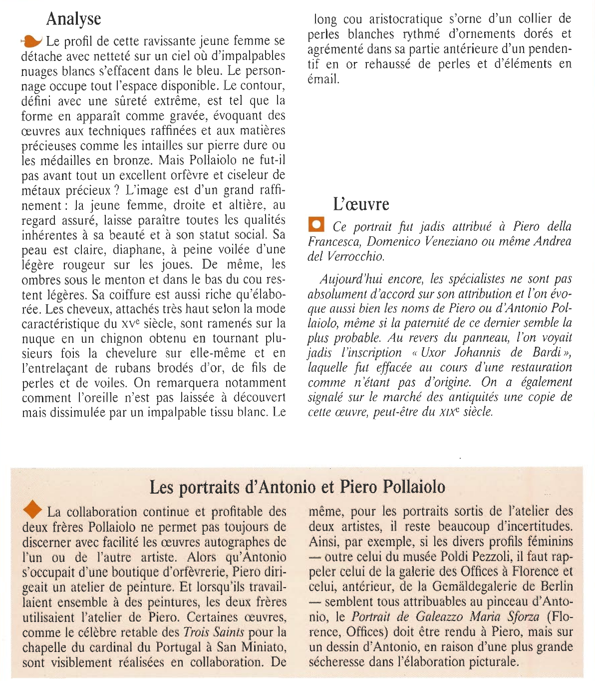 Prévisualisation du document POLLAIOLO Antonio del : PORTRAIT DE JEUNE FEMME