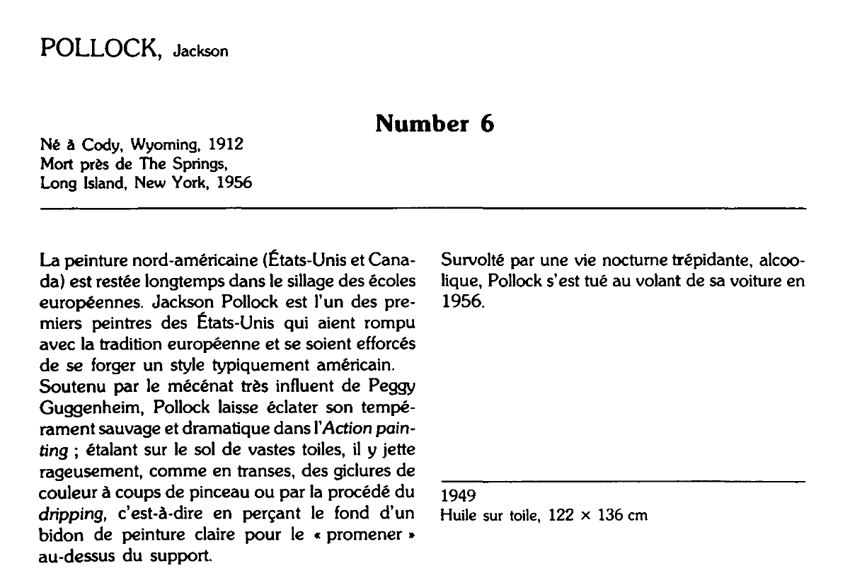 Prévisualisation du document POLLOCK, Jackson : Number 6