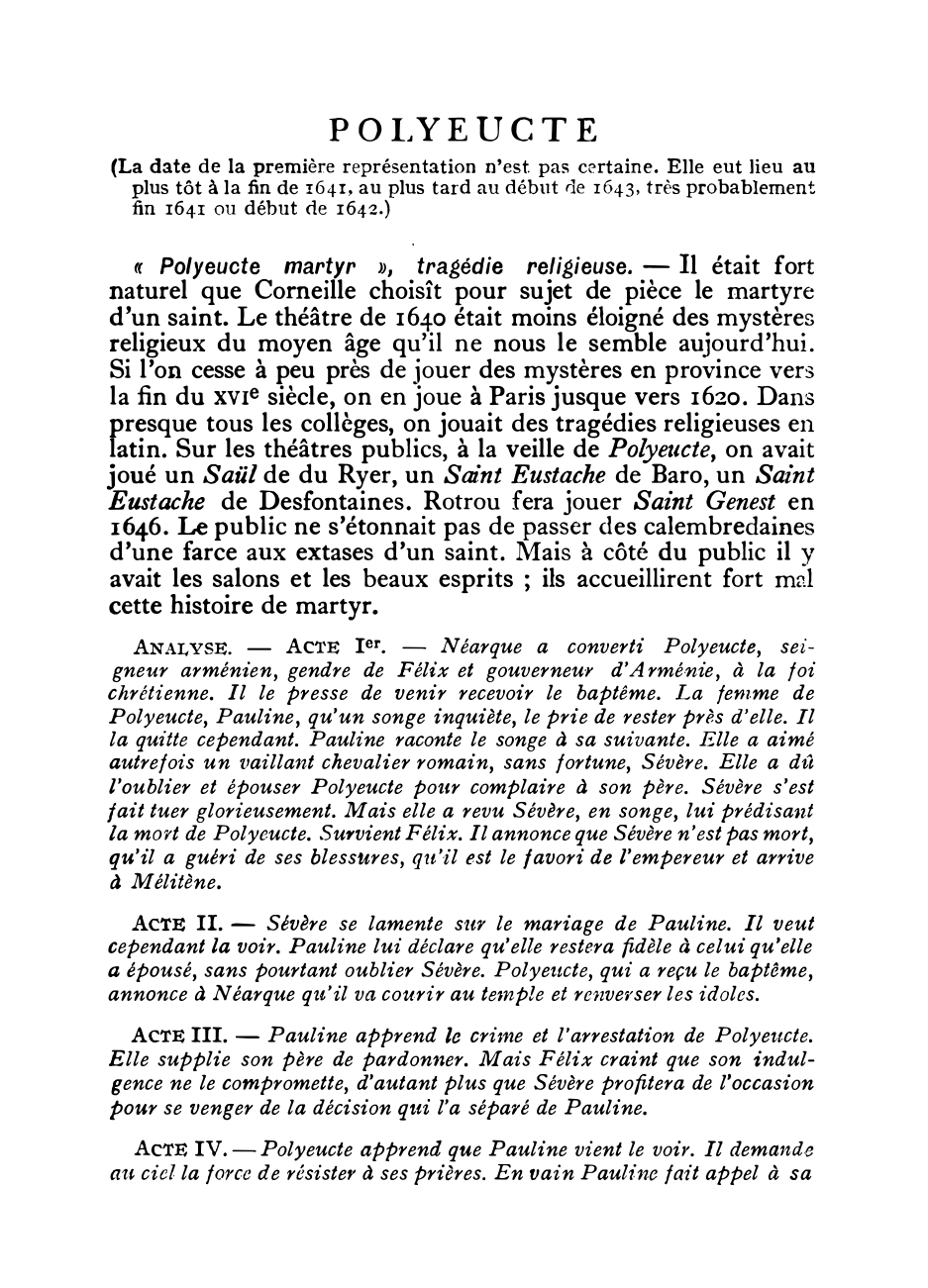 Prévisualisation du document Polyeucte [Pierre Corneille] - fiche de lecture.