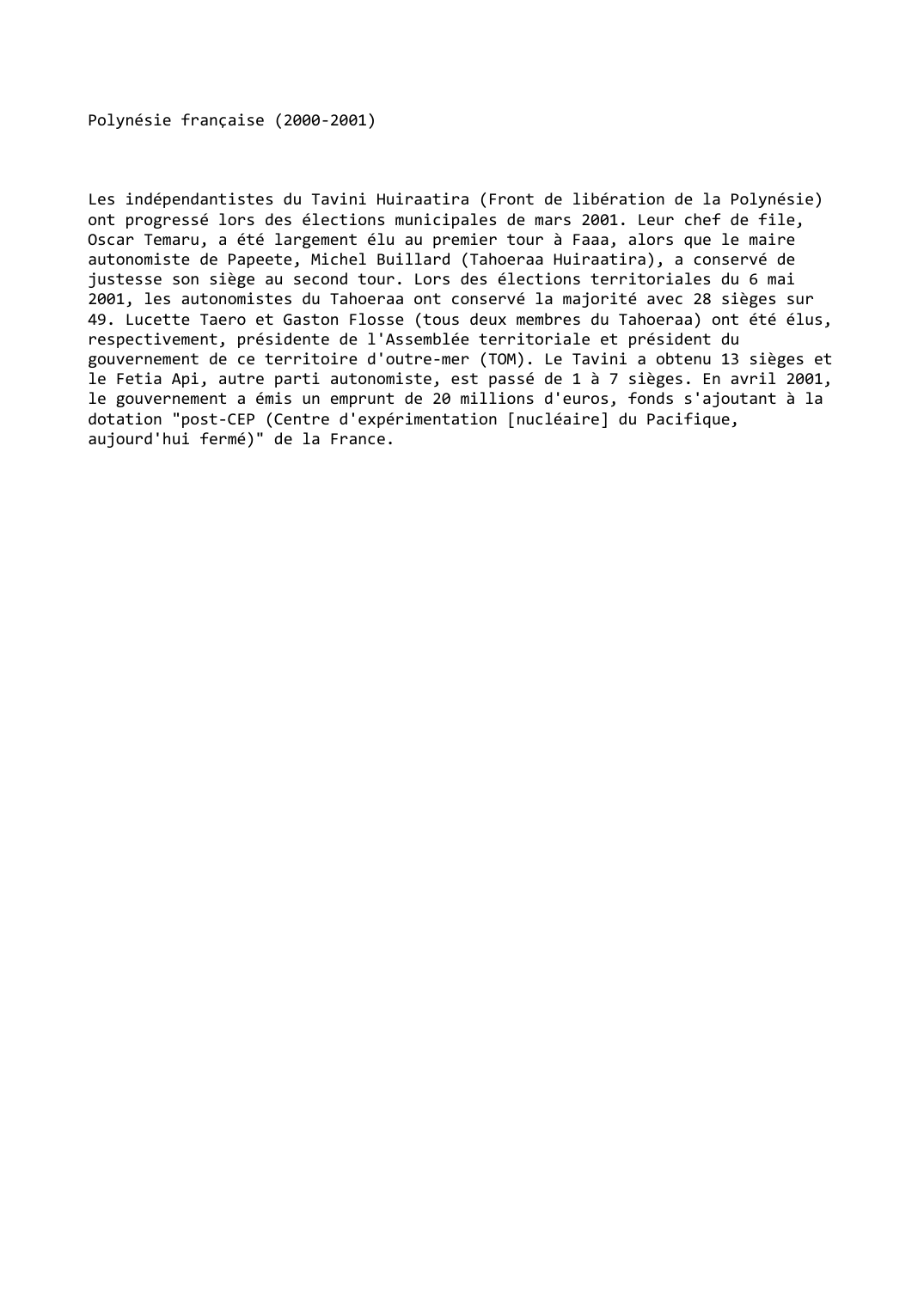 Prévisualisation du document Polynésie française (2000-2001)