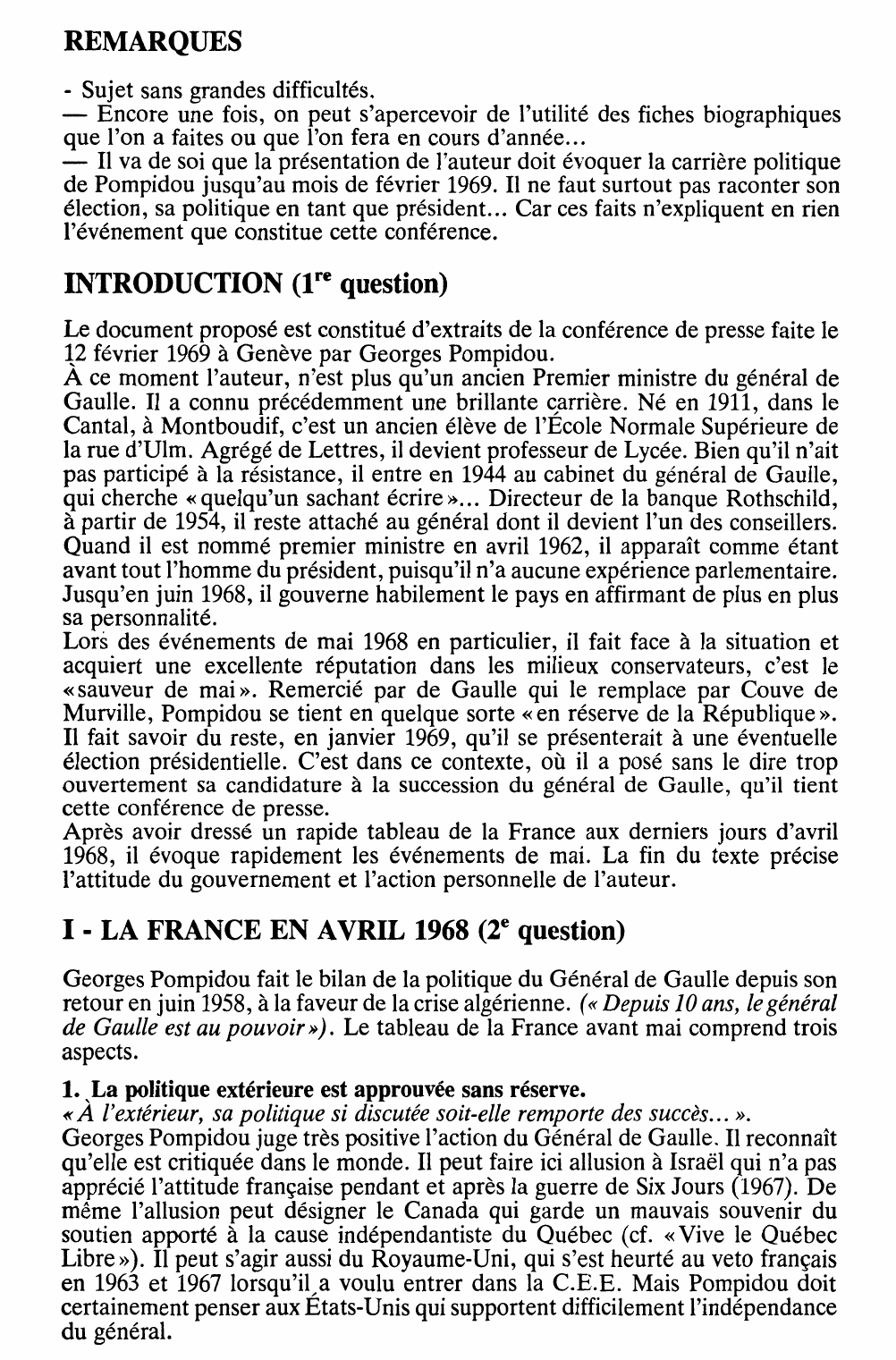 Prévisualisation du document Pompidou et mai 1968 (histoire)