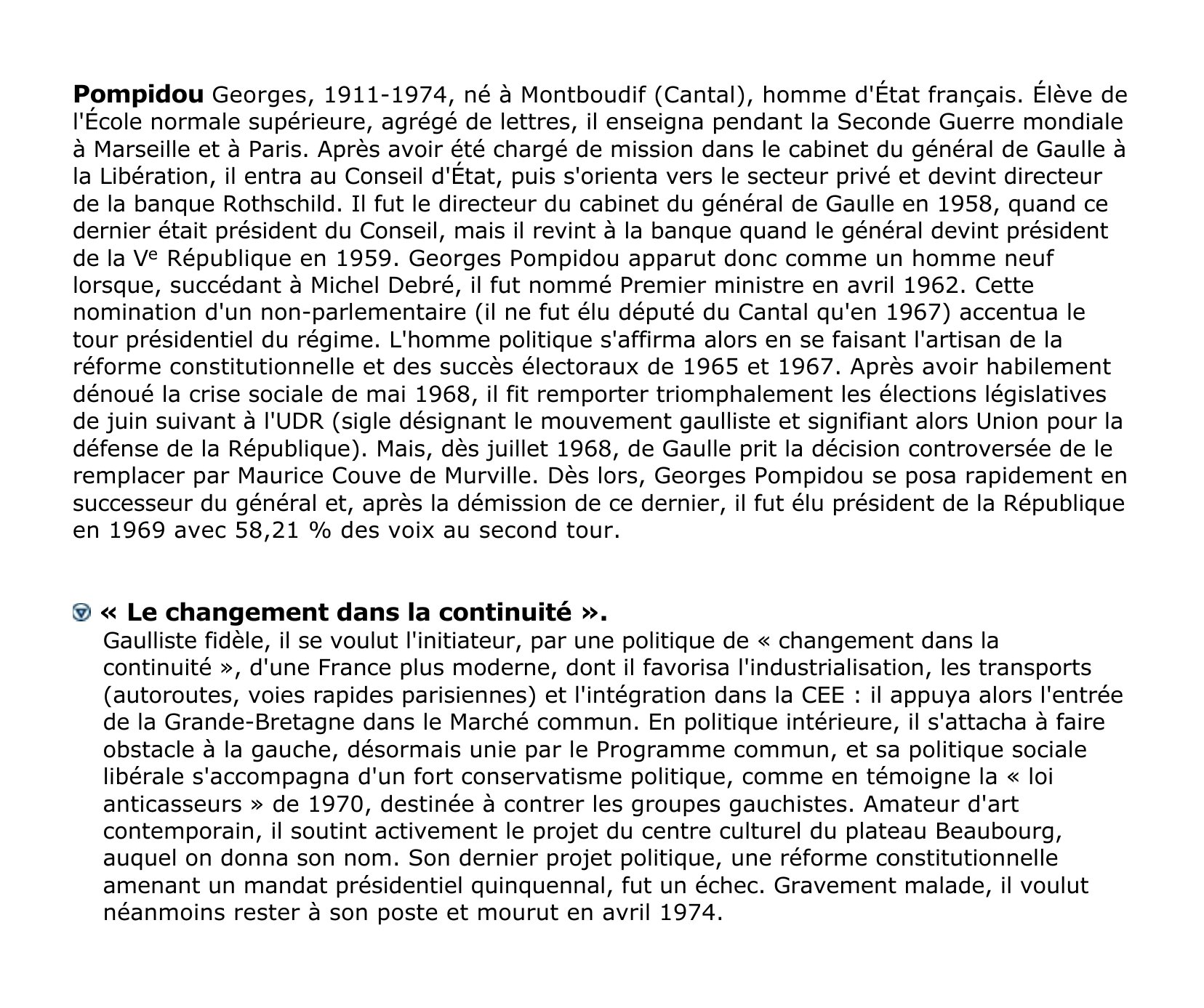 Prévisualisation du document Pompidou Georges - Homme d'Etat français