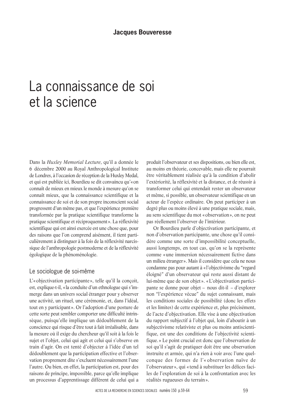 Prévisualisation du document Jacques Bouveresse  La connaissance de soi et la science