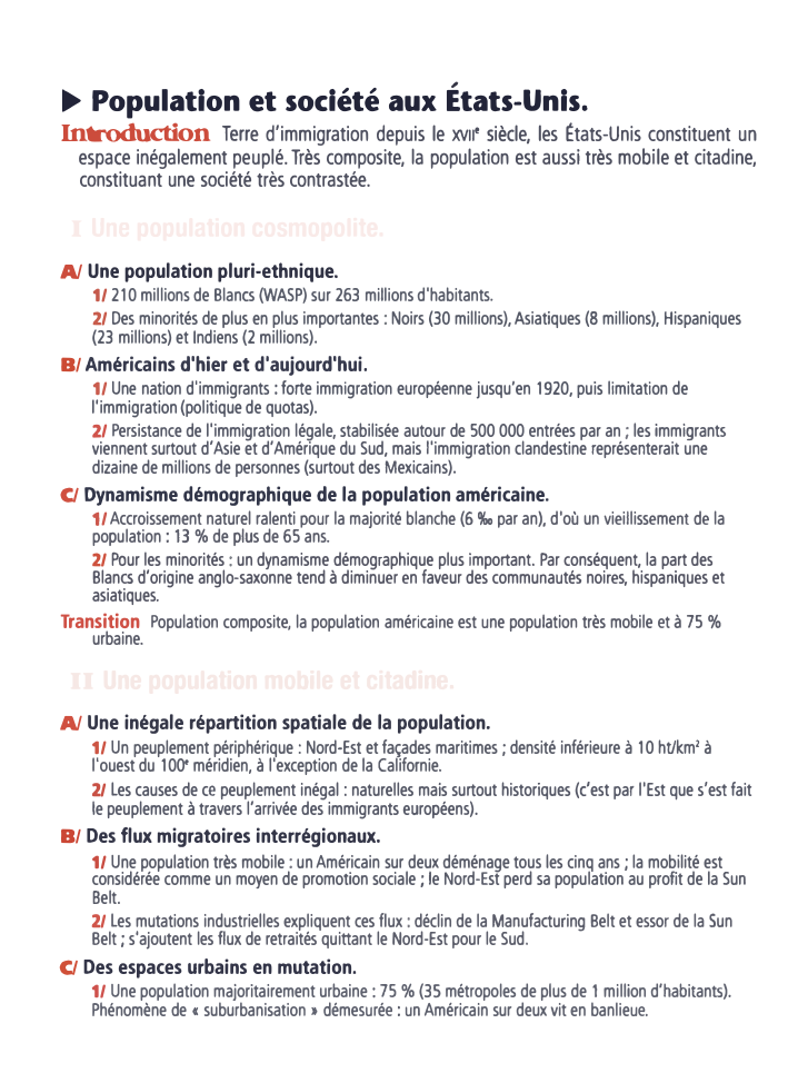 Prévisualisation du document ,

► Population et société aux Etats-Unis.
Introduction Terre d'immigration depuis le xvu• siècle, les États-Unis constituent un
espace inégalement...