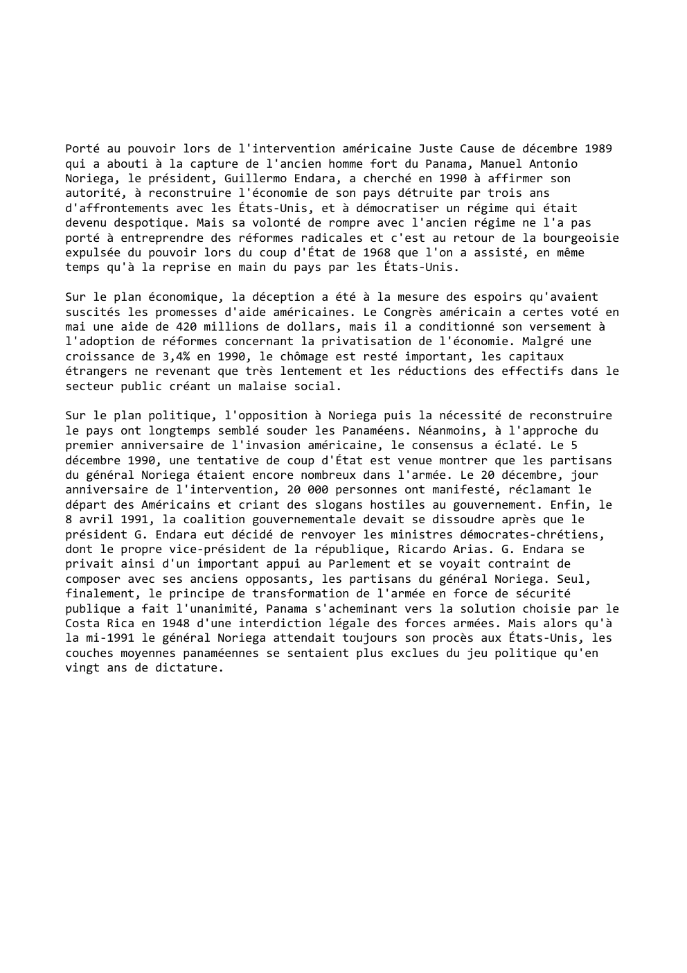 Prévisualisation du document Porté au pouvoir lors de l'intervention américaine Juste Cause de décembre 1989
qui a abouti à la capture de l'ancien...