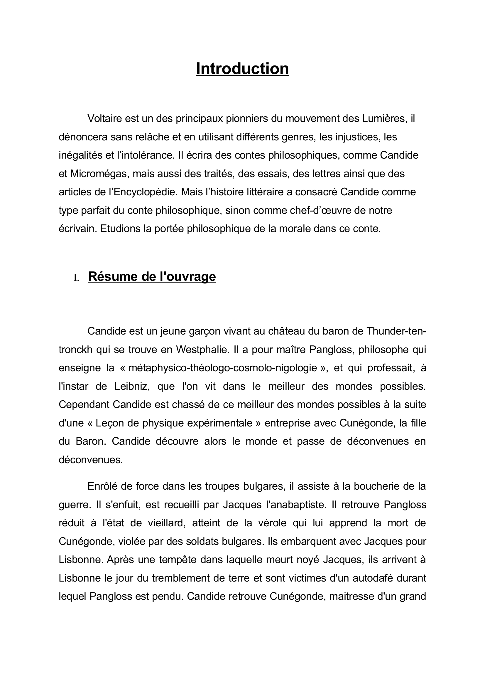 Prévisualisation du document porté philosophique de la morale de Candide de Voltaire