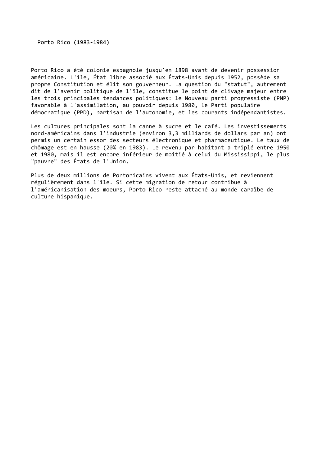 Prévisualisation du document Porto Rico (1983-1984)