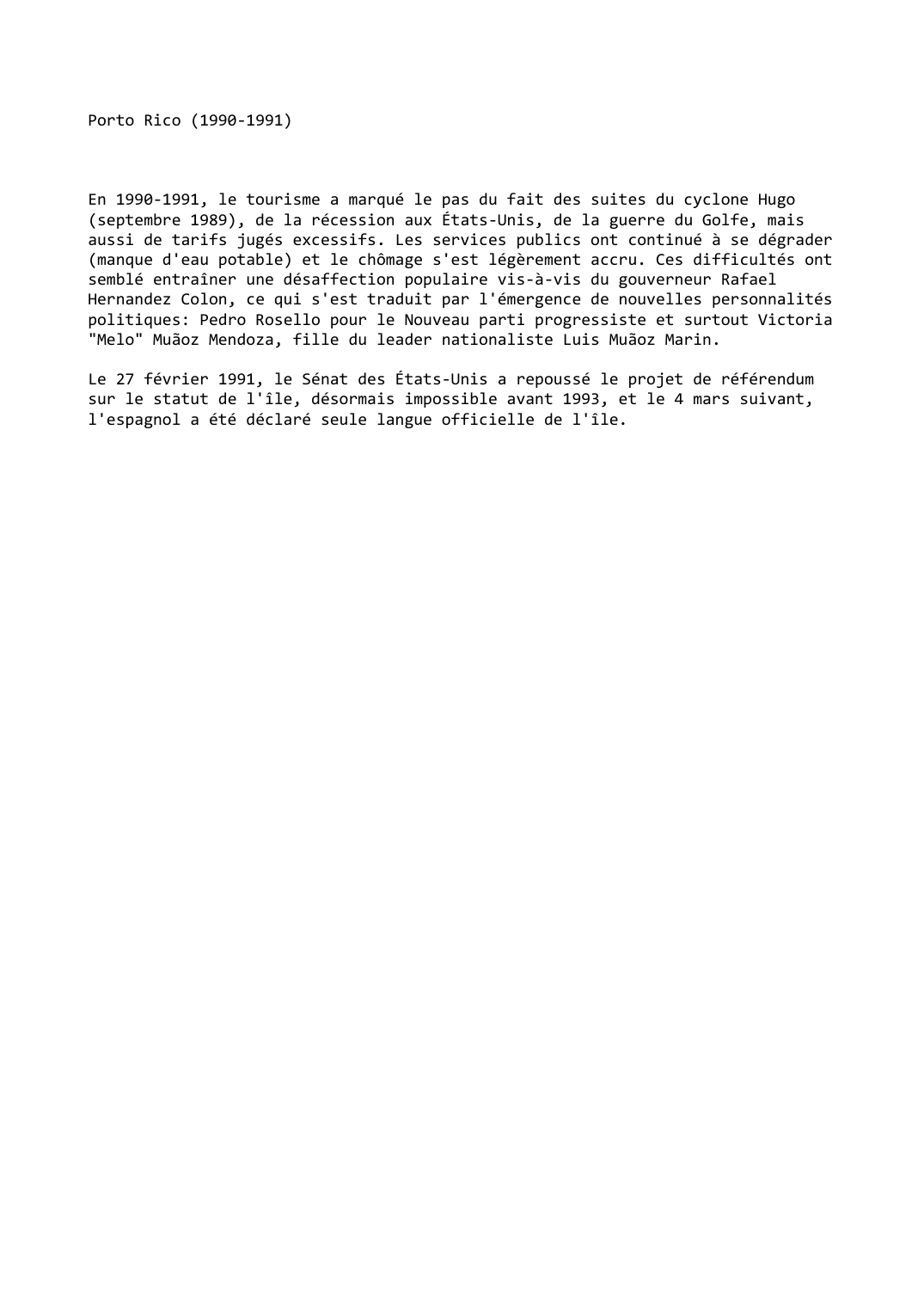 Prévisualisation du document Porto Rico (1990-1991)