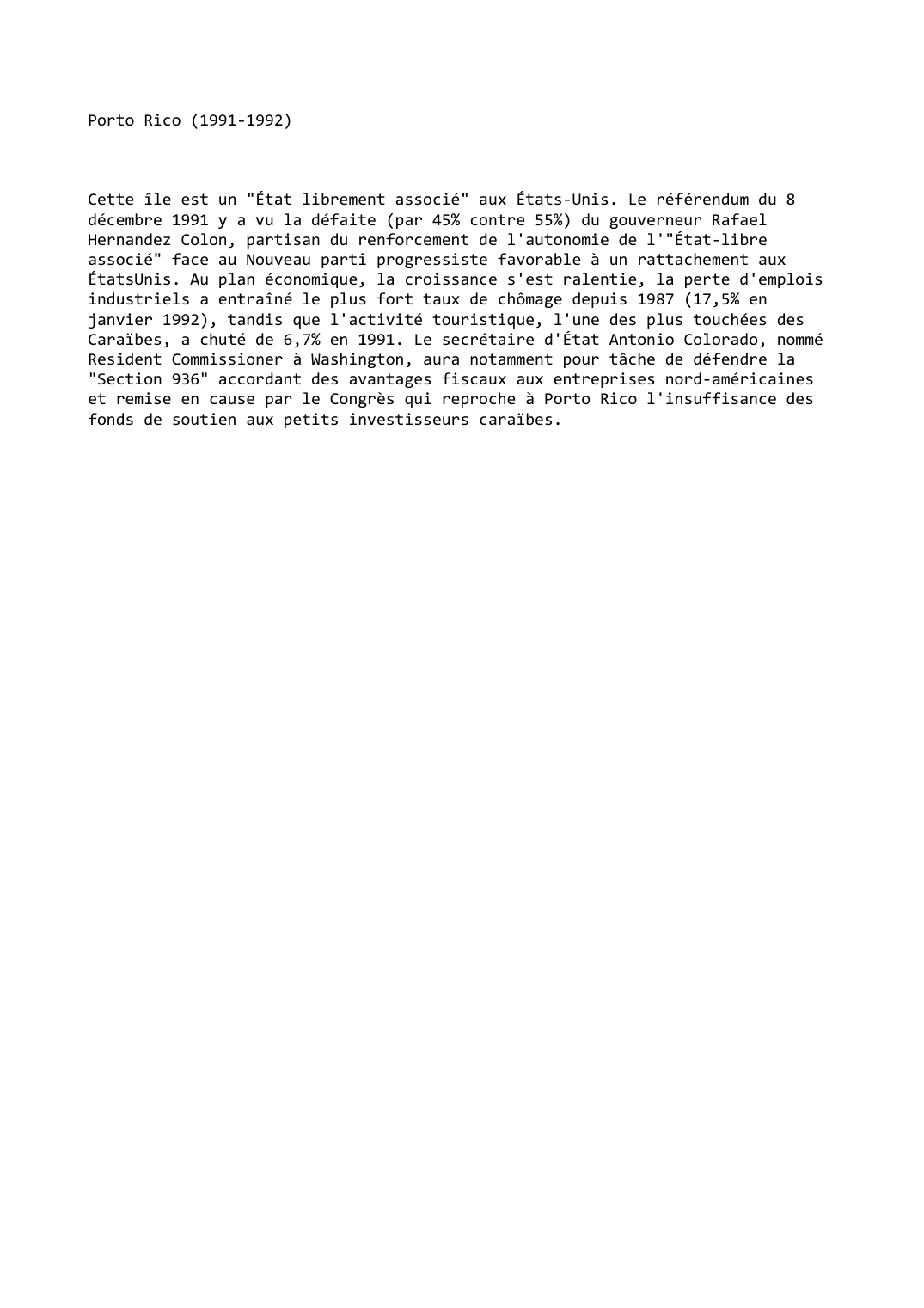 Prévisualisation du document Porto Rico (1991-1992)