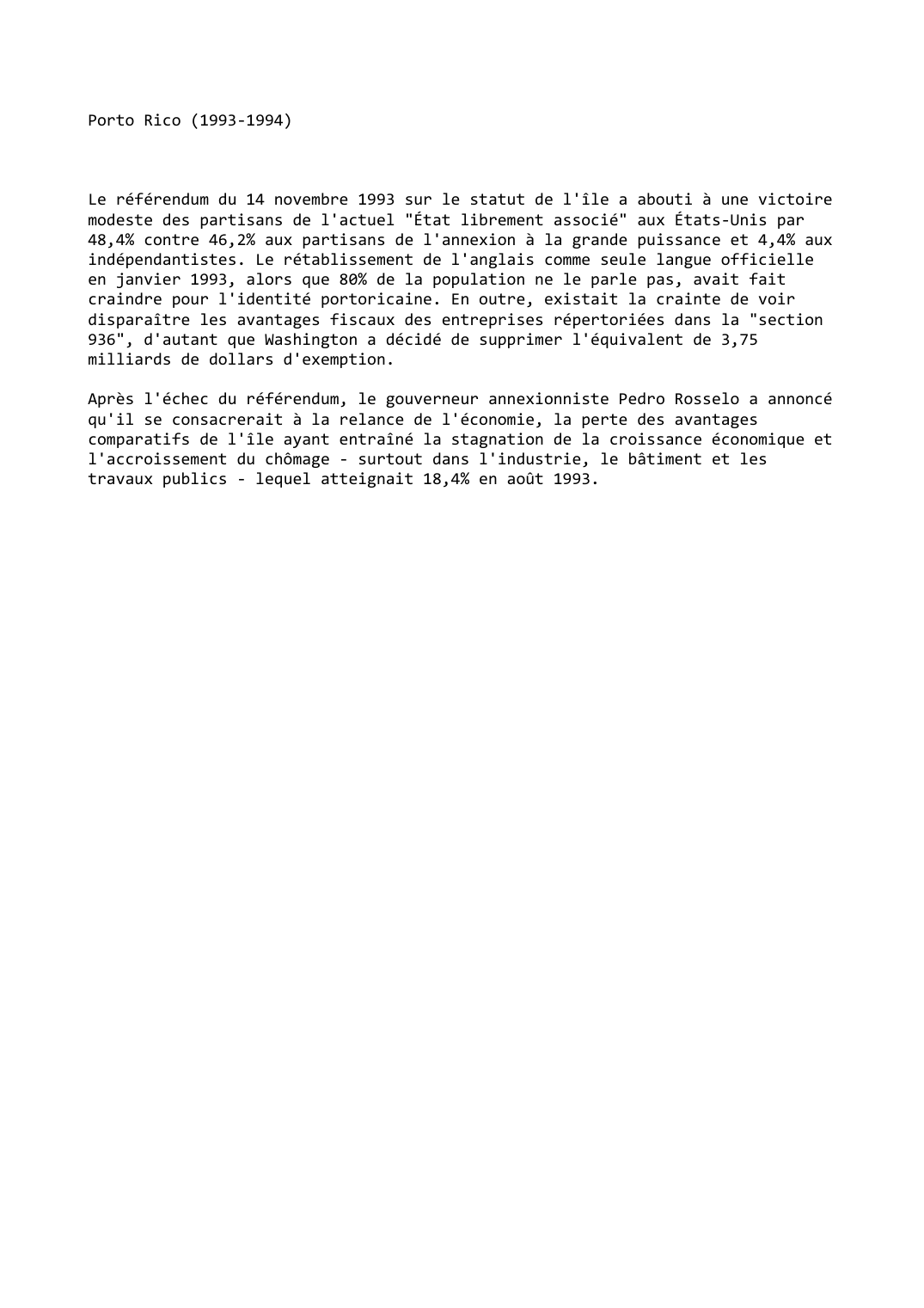 Prévisualisation du document Porto Rico (1993-1994)